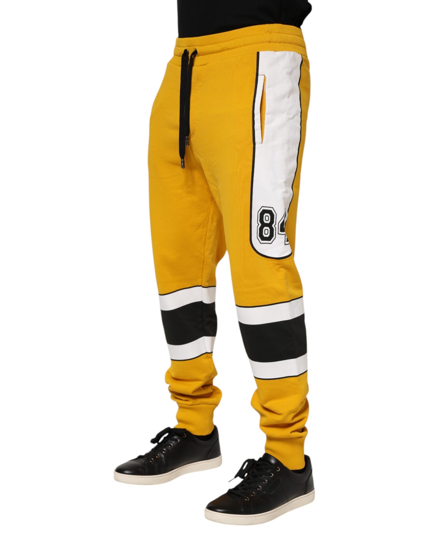 Pantalon de jogging à cordon de serrage en coton jaune Dolce & Gabbana