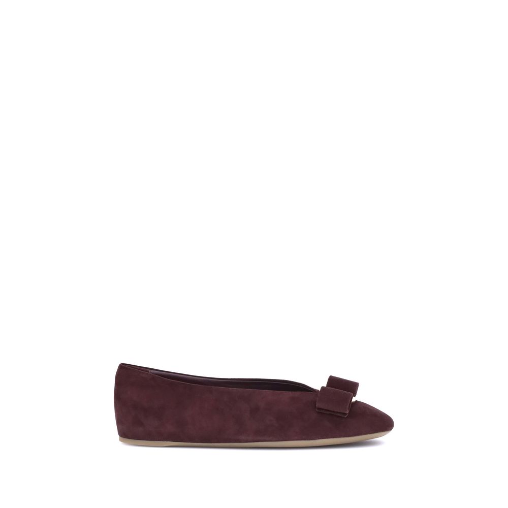 Ferragamo Vara Bow Ballerinas Goatskin Ballerinas - Black