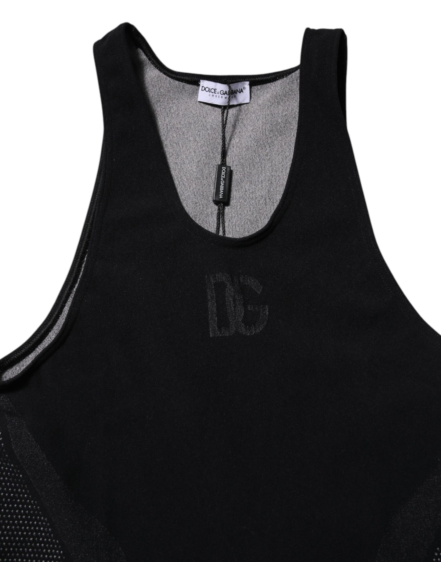 T-shirt débardeur sans manches en nylon noir Dolce & Gabbana
