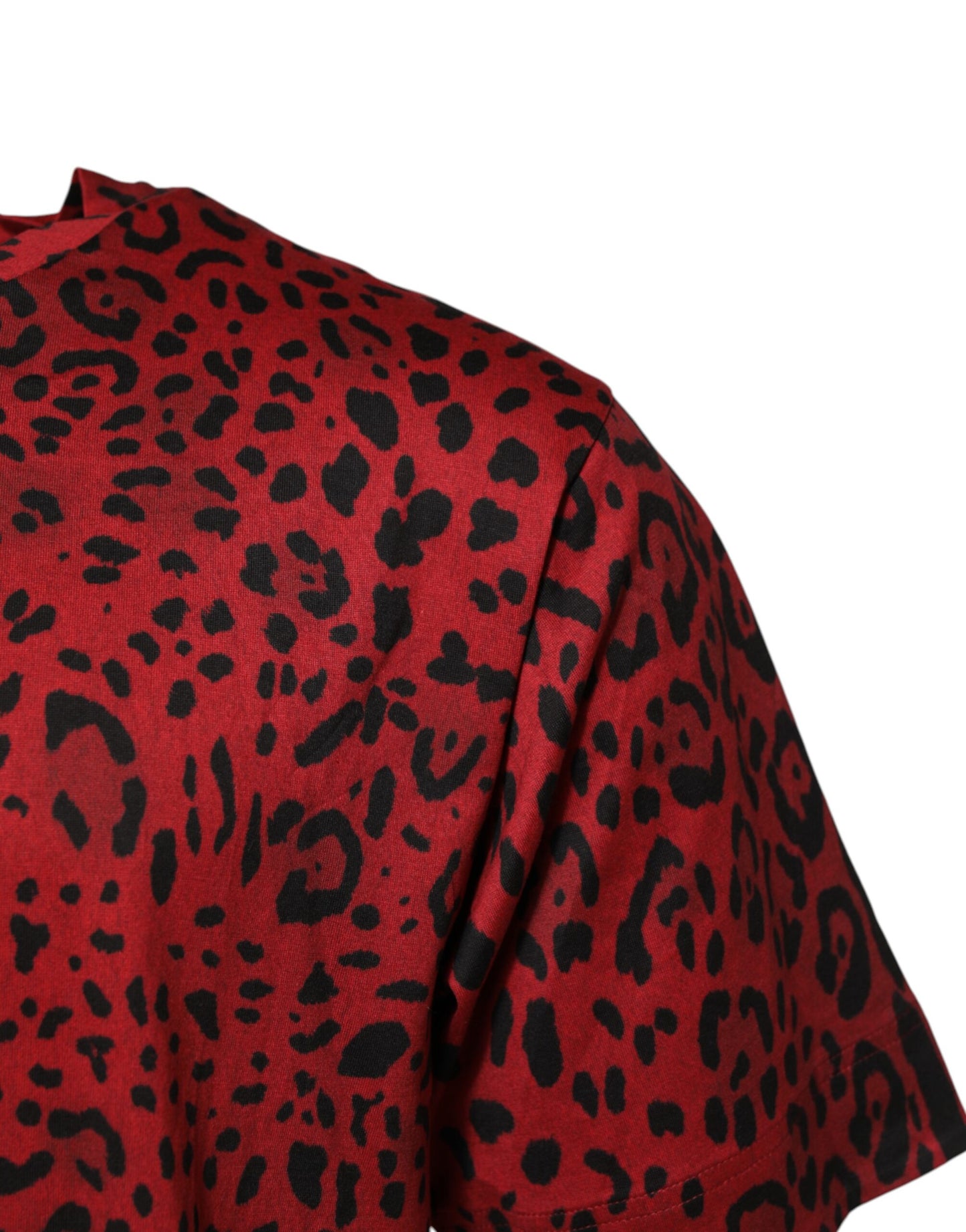 T-shirt à manches courtes en coton rouge léopard Dolce & Gabbana