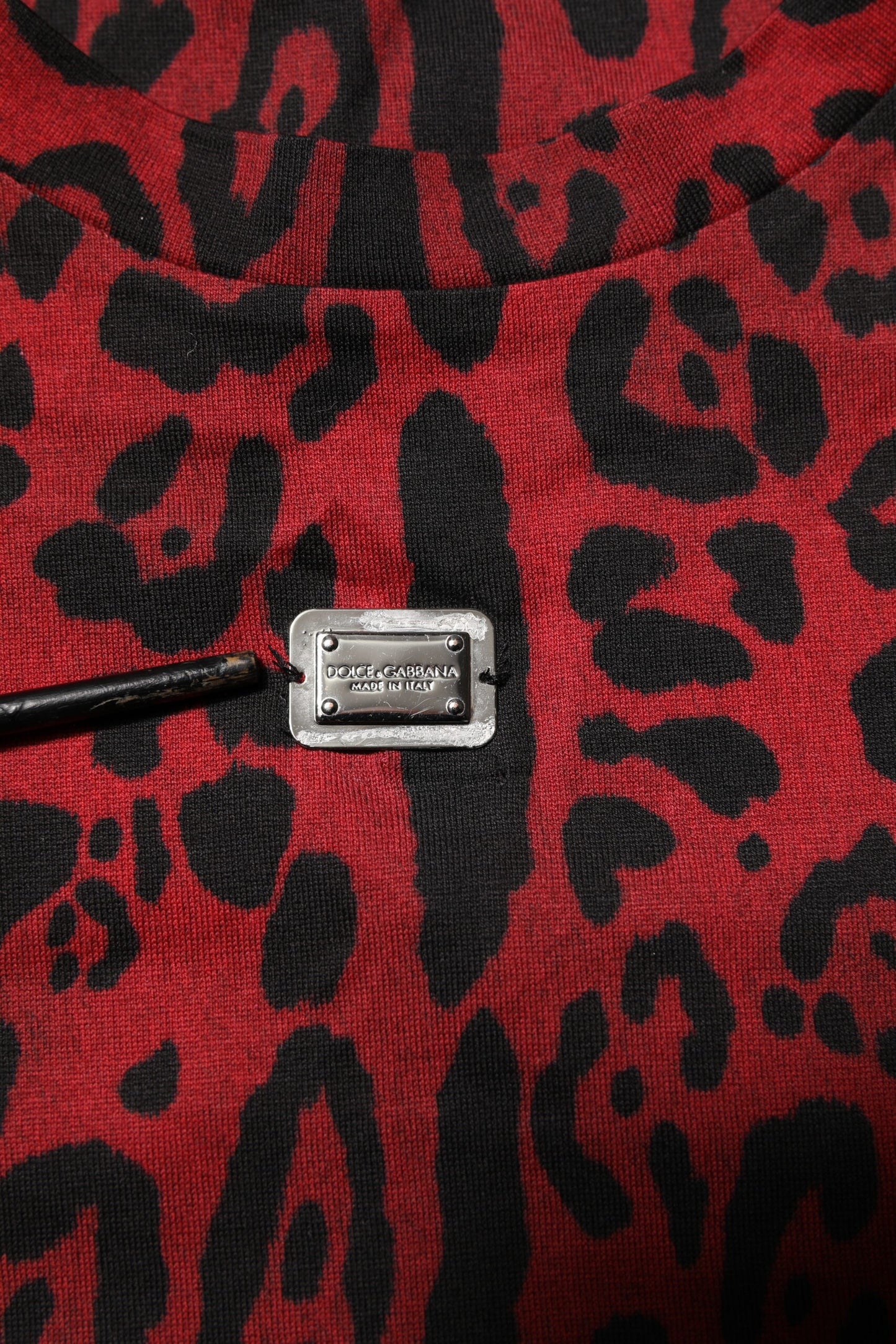 T-shirt à manches courtes en coton rouge léopard Dolce & Gabbana