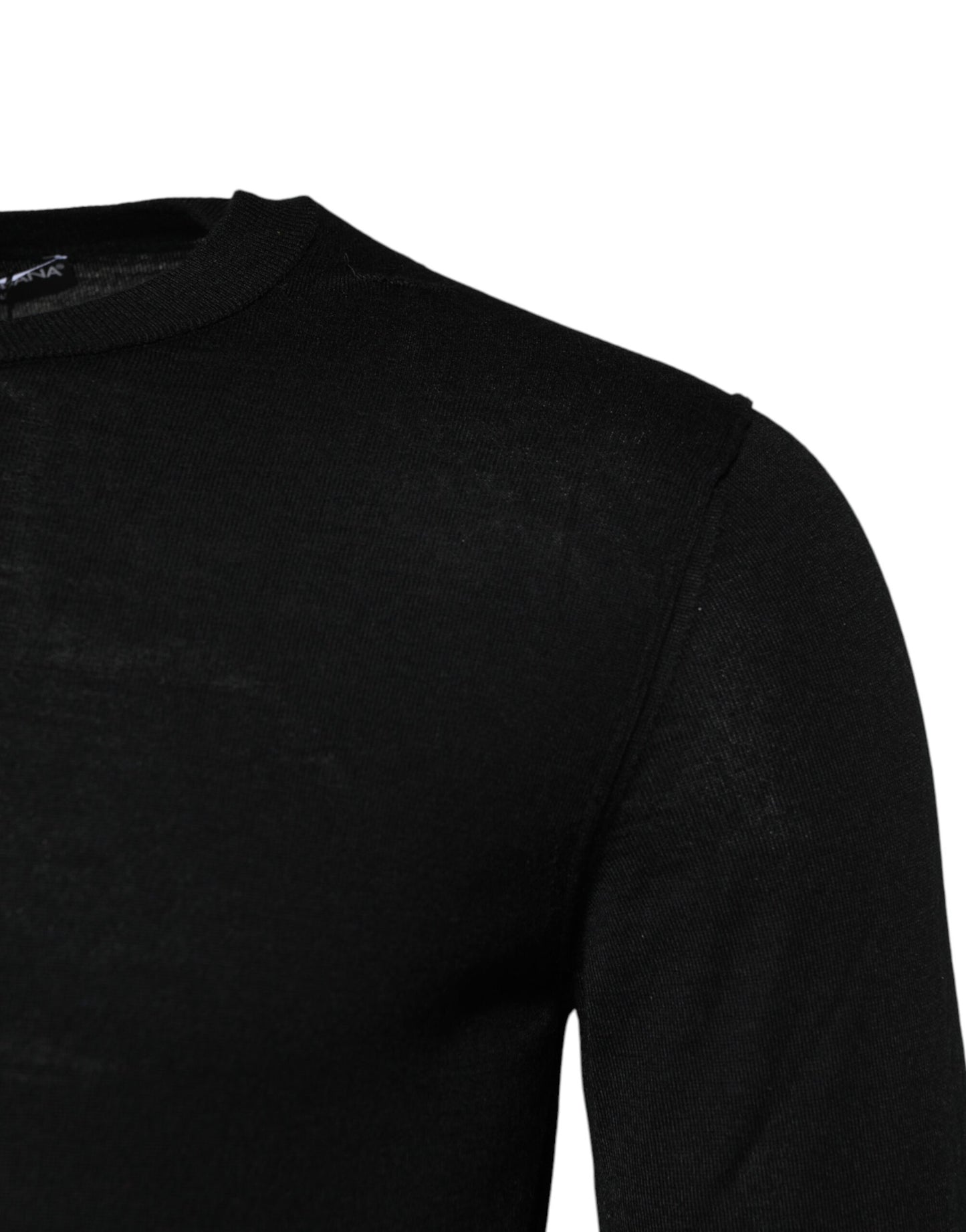 T-shirt ras du cou à manches longues en cachemire noir Dolce & Gabbana