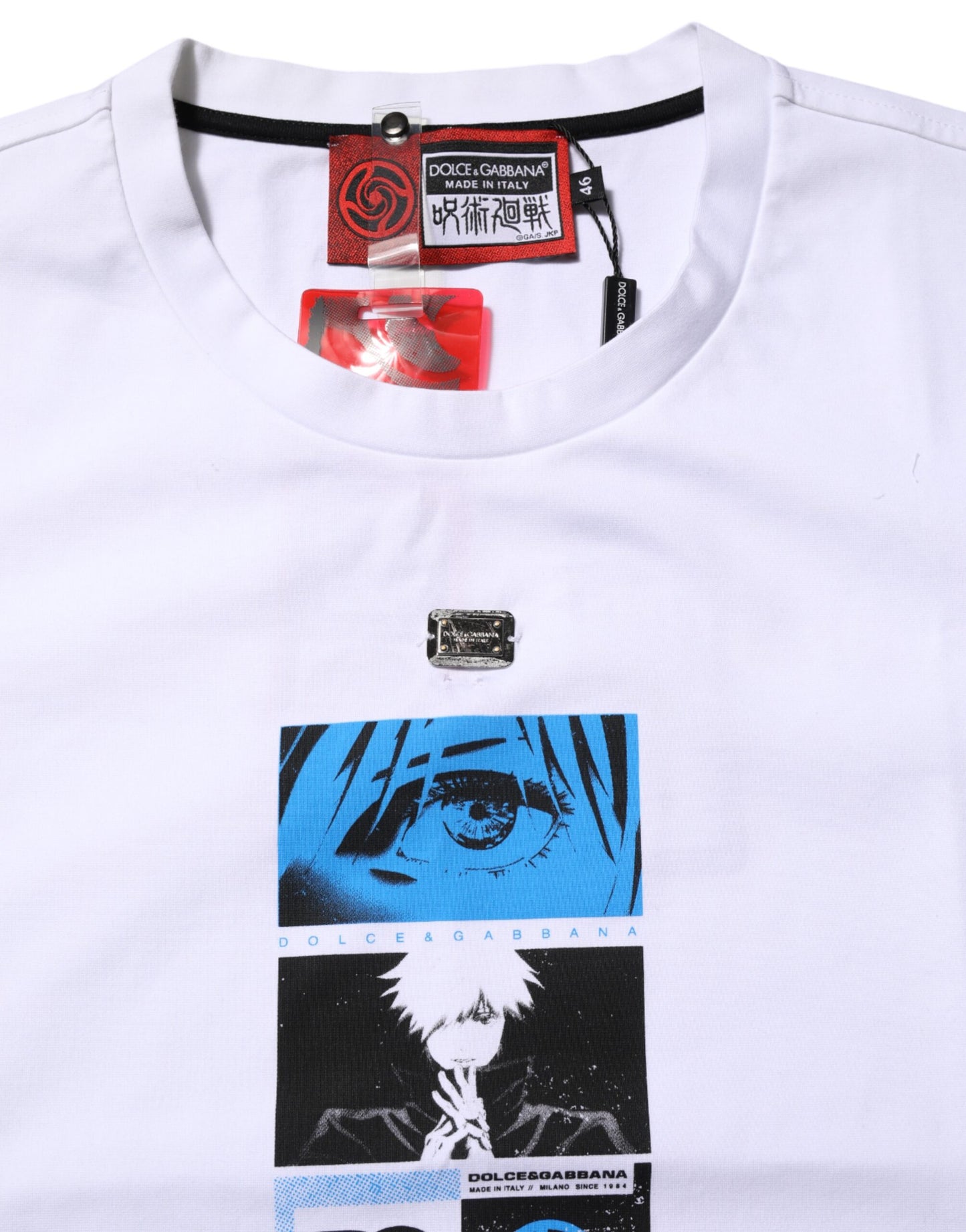 T-shirt col rond en coton blanc à imprimé graphique Dolce & Gabbana