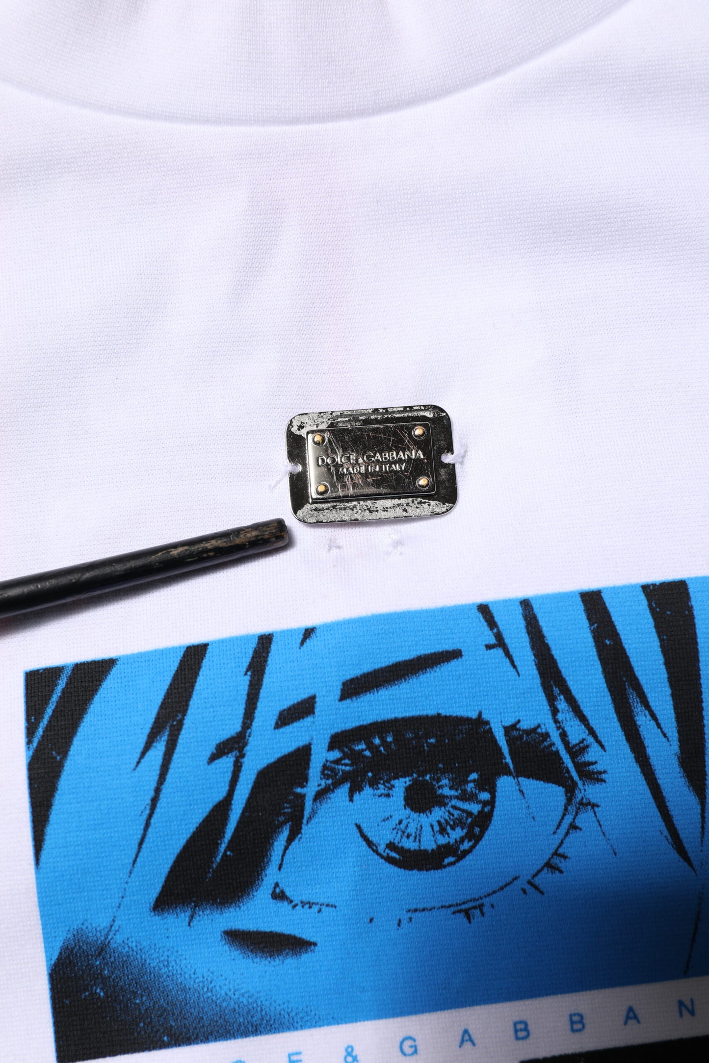 T-shirt col rond en coton blanc à imprimé graphique Dolce & Gabbana