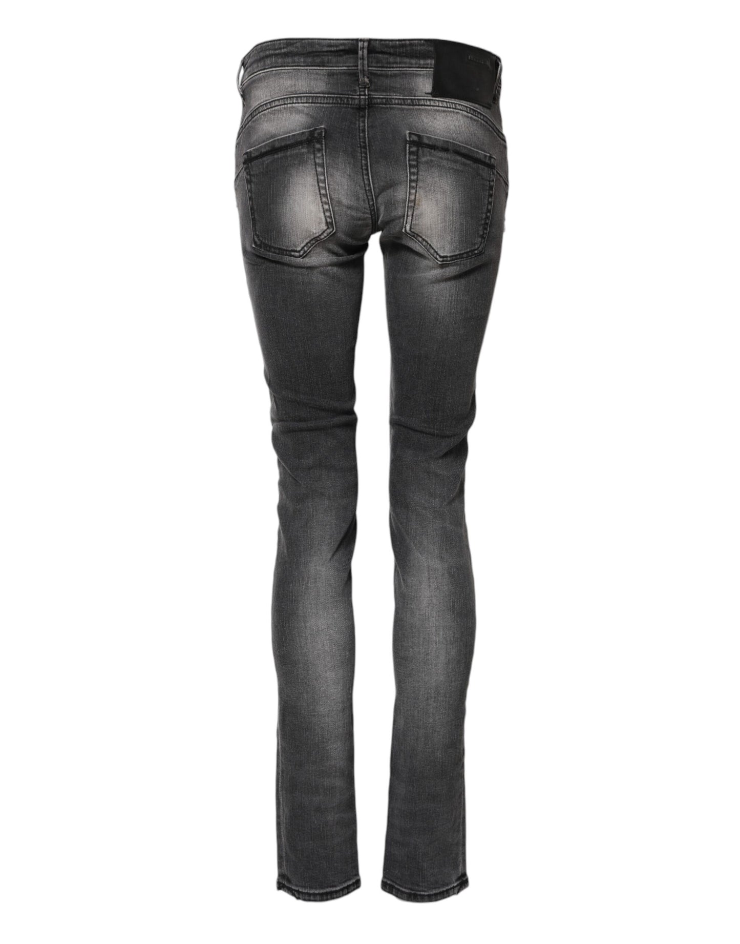 Eight Dark Gray Cotton Slim Fit Denim Low Waist Denim Jeans
