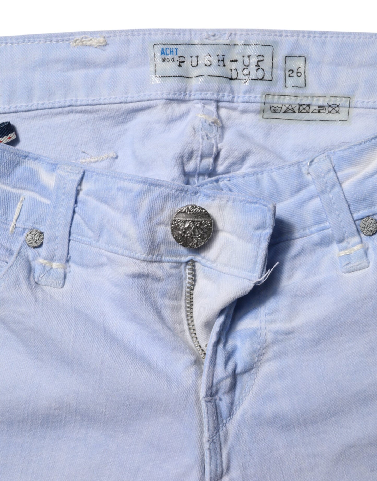 Huit jeans slim en coton bleu clair taille basse