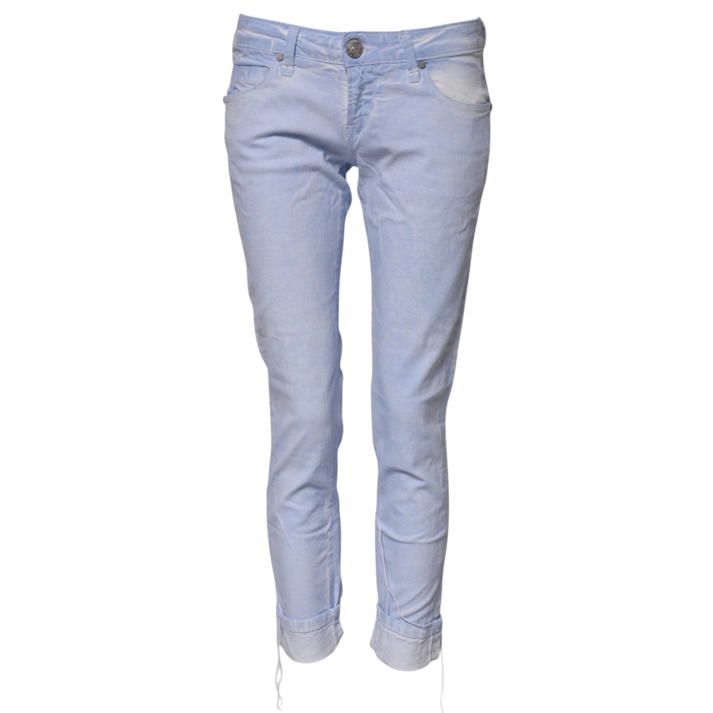 Huit jeans slim en coton bleu clair taille basse