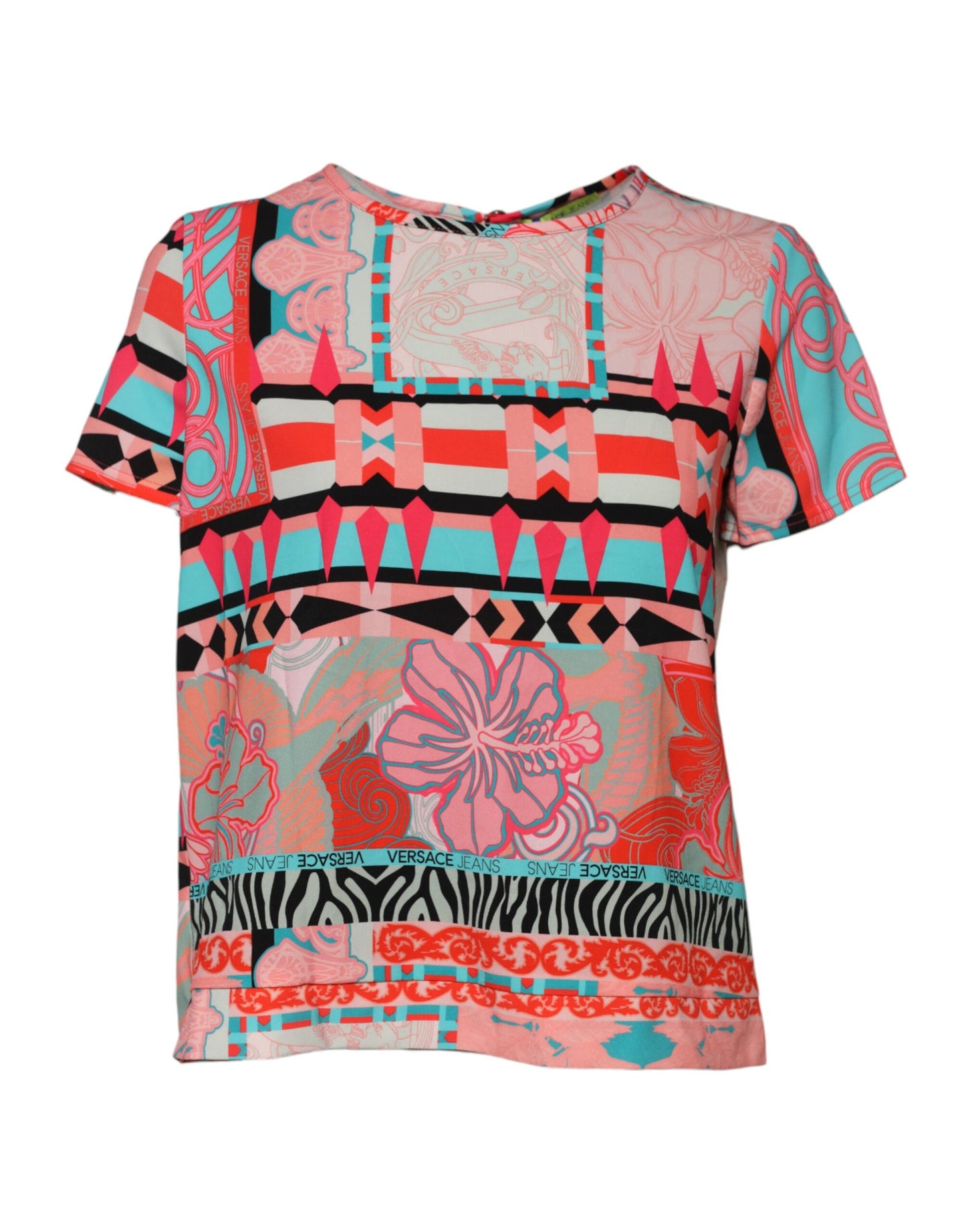 Versace Jeans Multicolor Print Short Sleeves Women Blouse Top by Versace Jeans
