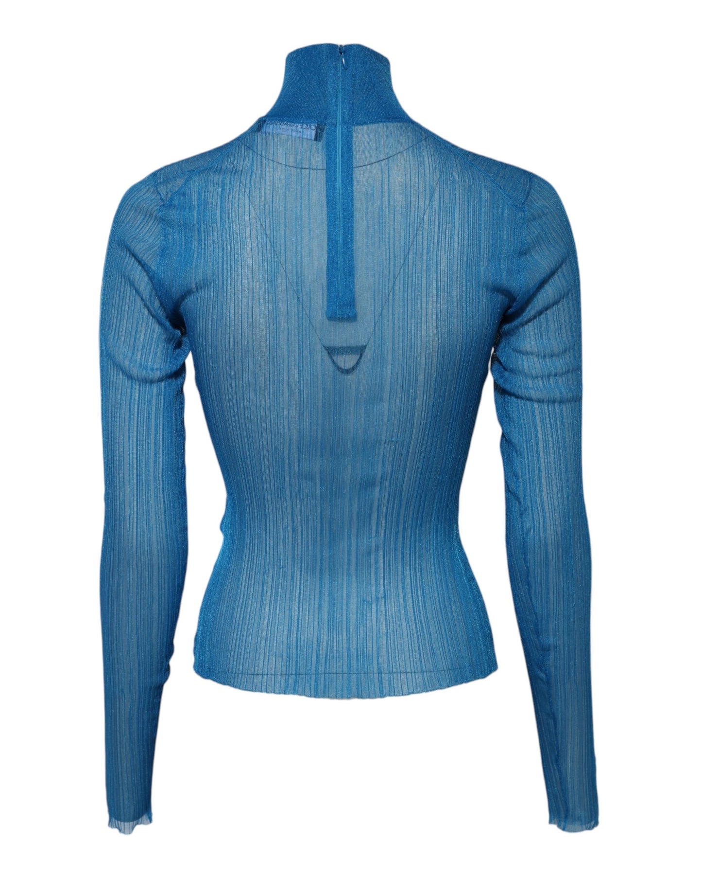 Dolce & Gabbana Blue See Through Turtleneck Long Sleeves Top by Dolce & Gabbana