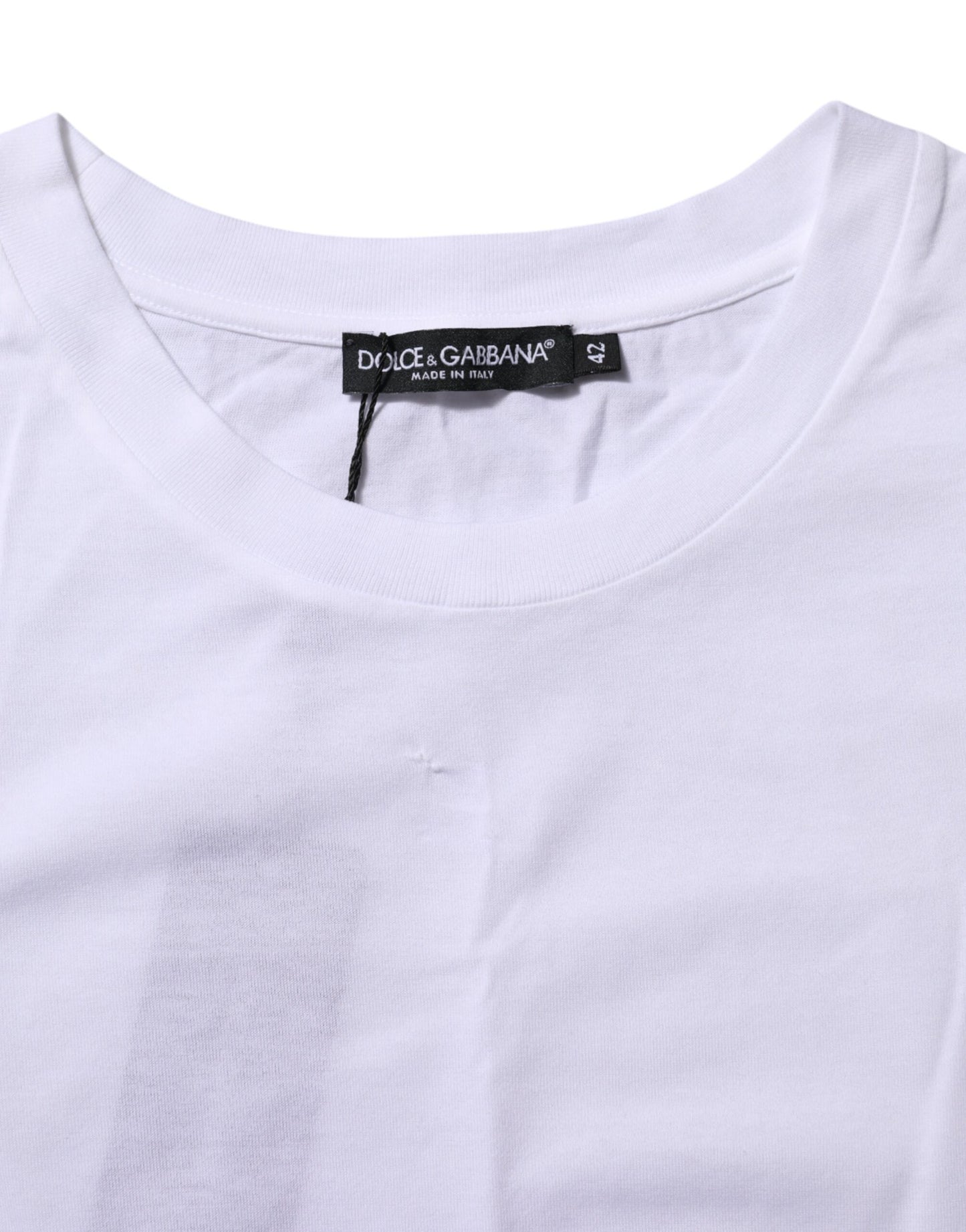 Dolce & Gabbana White Cotton Round Neck Short Sleeves T-shirt by Dolce & Gabbana