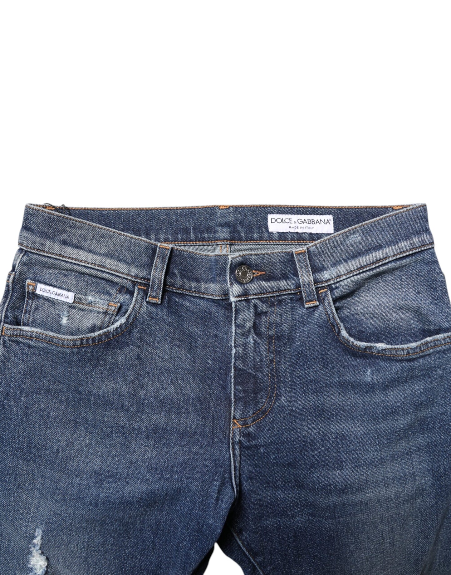 Jean skinny en coton bleu délavé Dolce & Gabbana