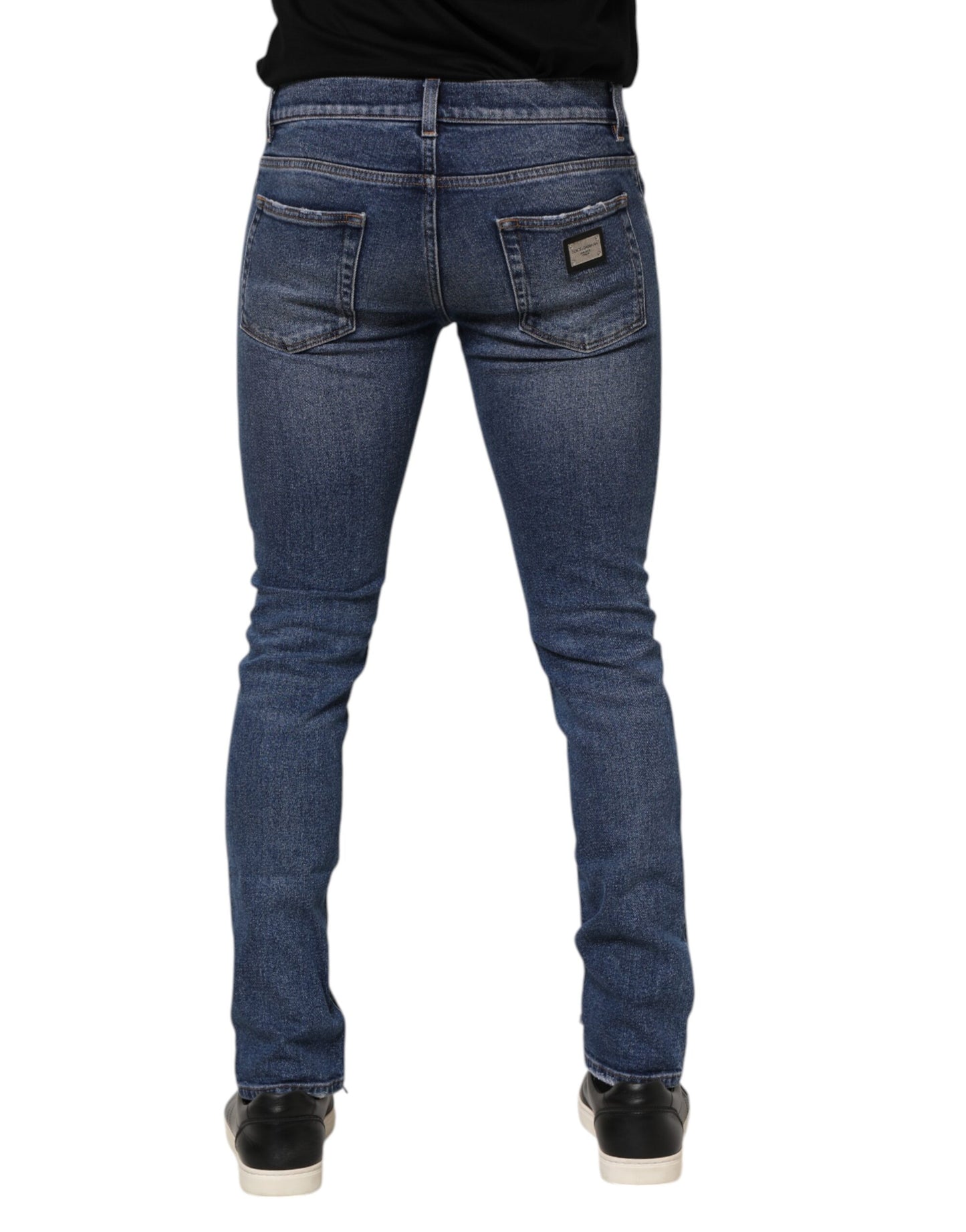 Jean skinny en coton bleu délavé Dolce & Gabbana