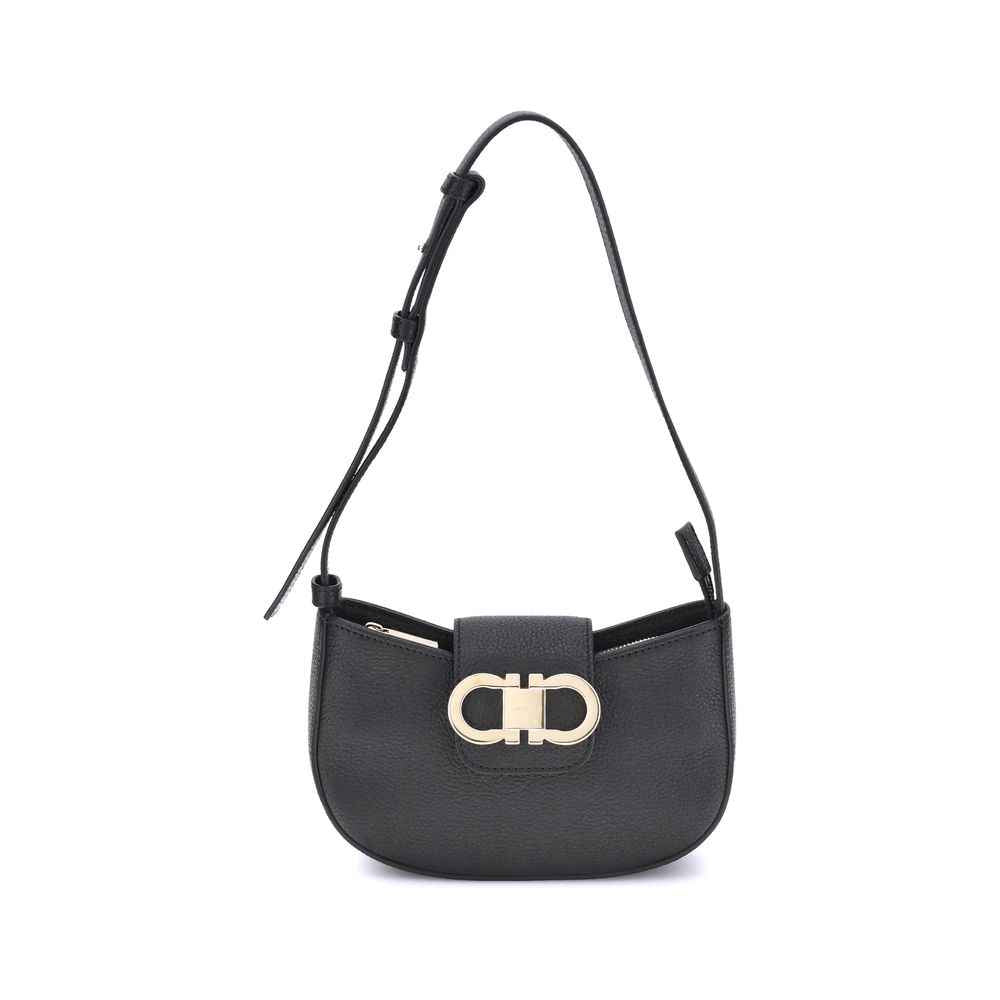 Ferragamo Gancini Shoulder Bag Leather Elegant Mini