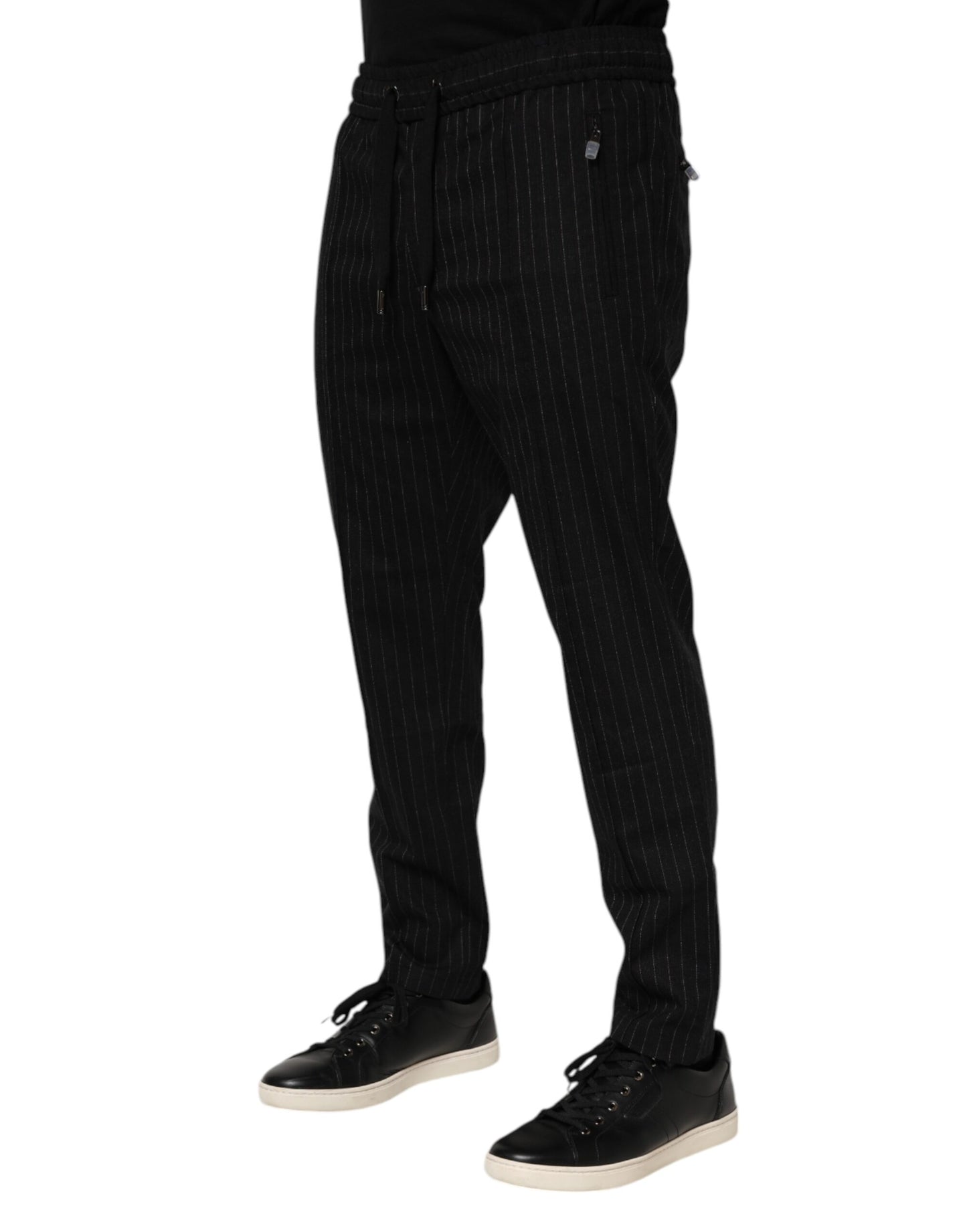 Pantalon de jogging en laine à rayures noires Dolce & Gabbana pour homme