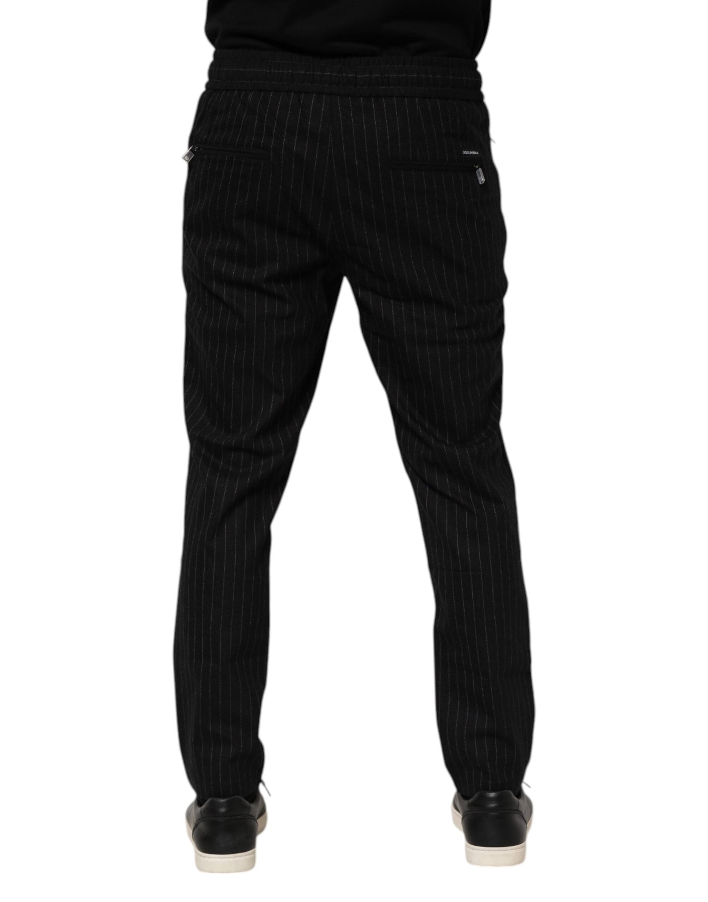 Pantalon de jogging en laine à rayures noires Dolce & Gabbana pour homme