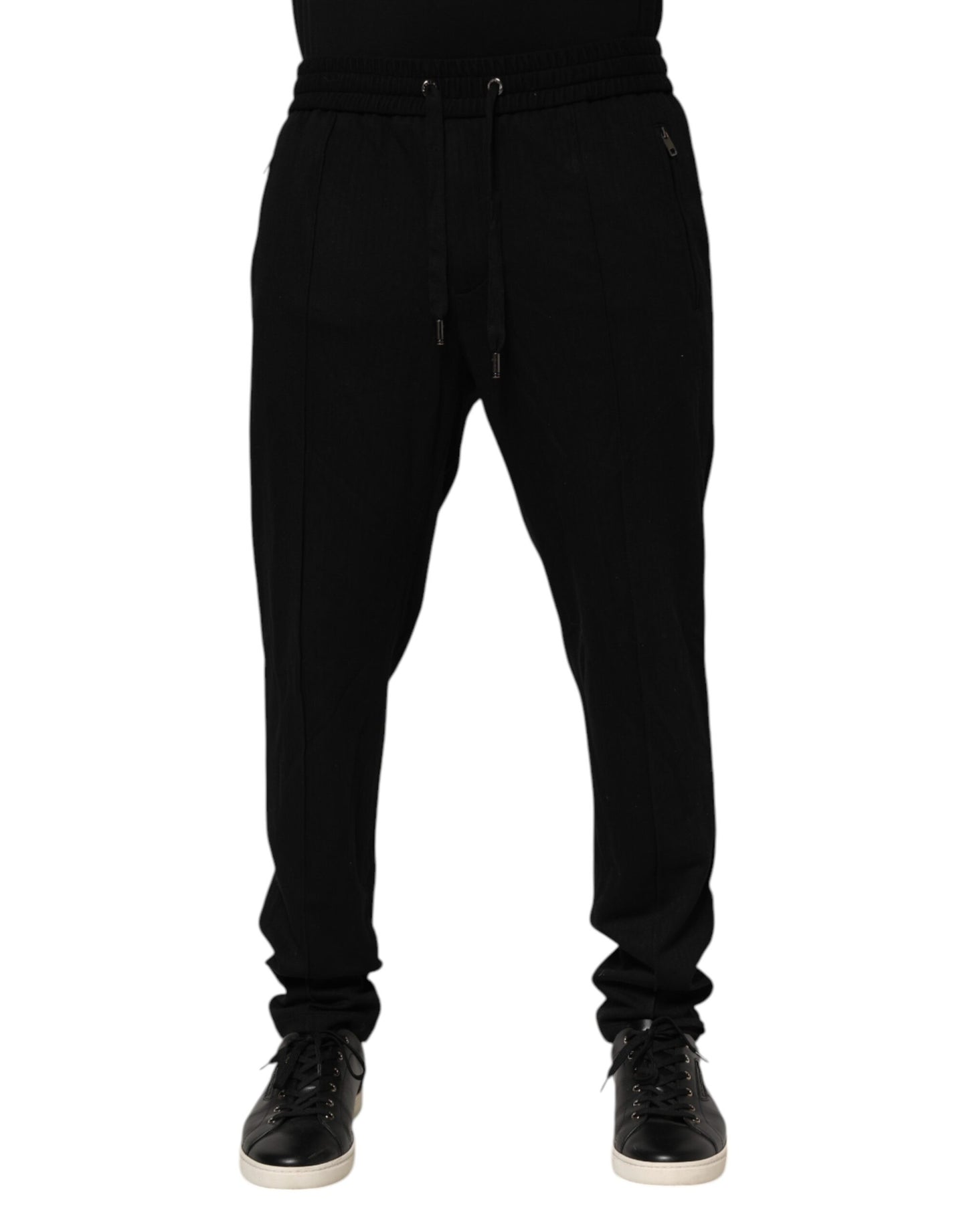Pantalon de jogging skinny en viscose noire avec logo Dolce & Gabbana pour homme