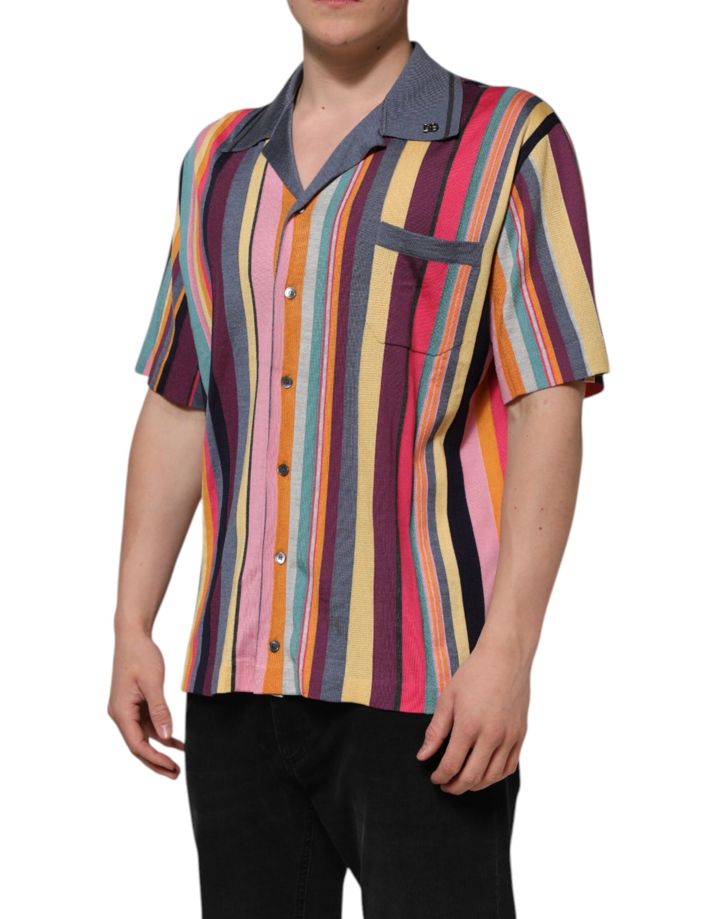 Dolce & Gabbana Multicolor Stripes Collared Men Polo T-shirt by Dolce & Gabbana