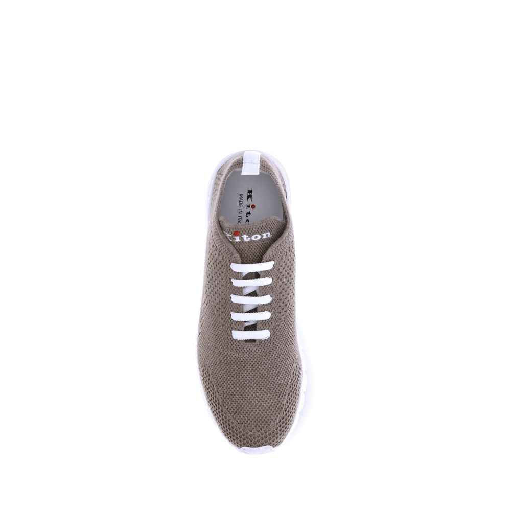 Cotton Sneakers Kiton Luxury Neapolitan Craftsmanship White