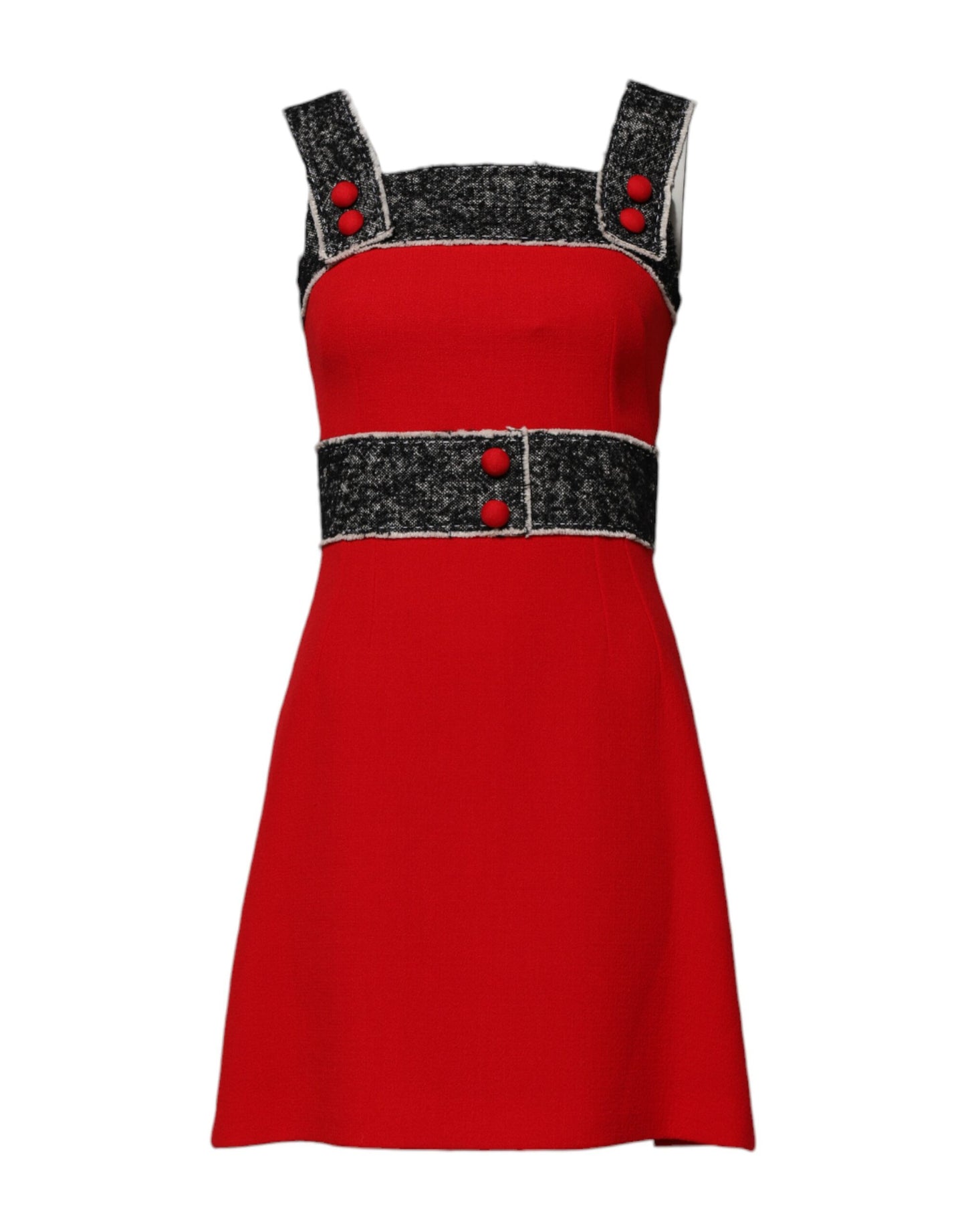 Robe courte évasée trapèze sans manches en laine rouge Dolce & Gabbana