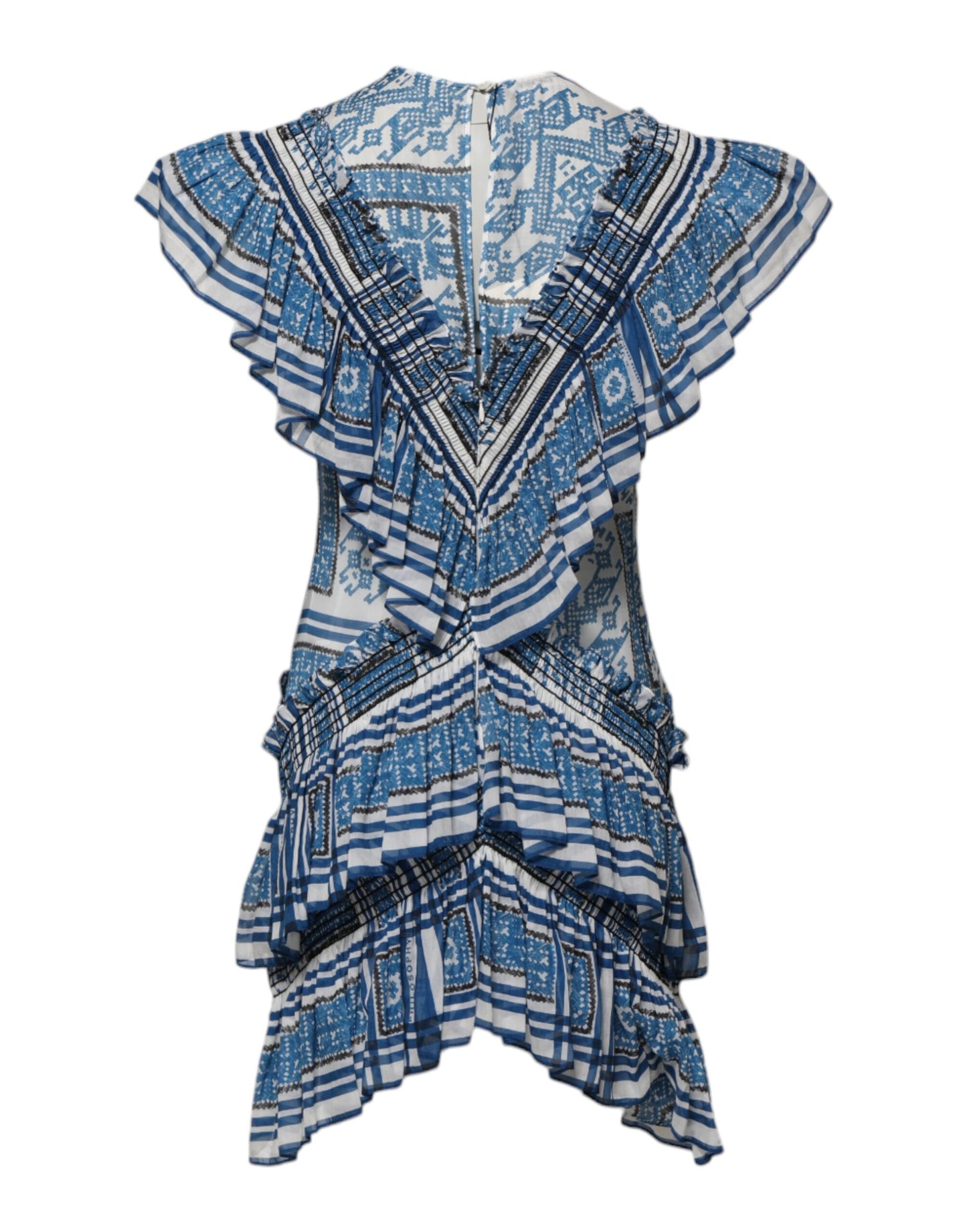 Robe courte à manches courtes et motifs superposés bleus Philosophy di Lorenzo Serafini