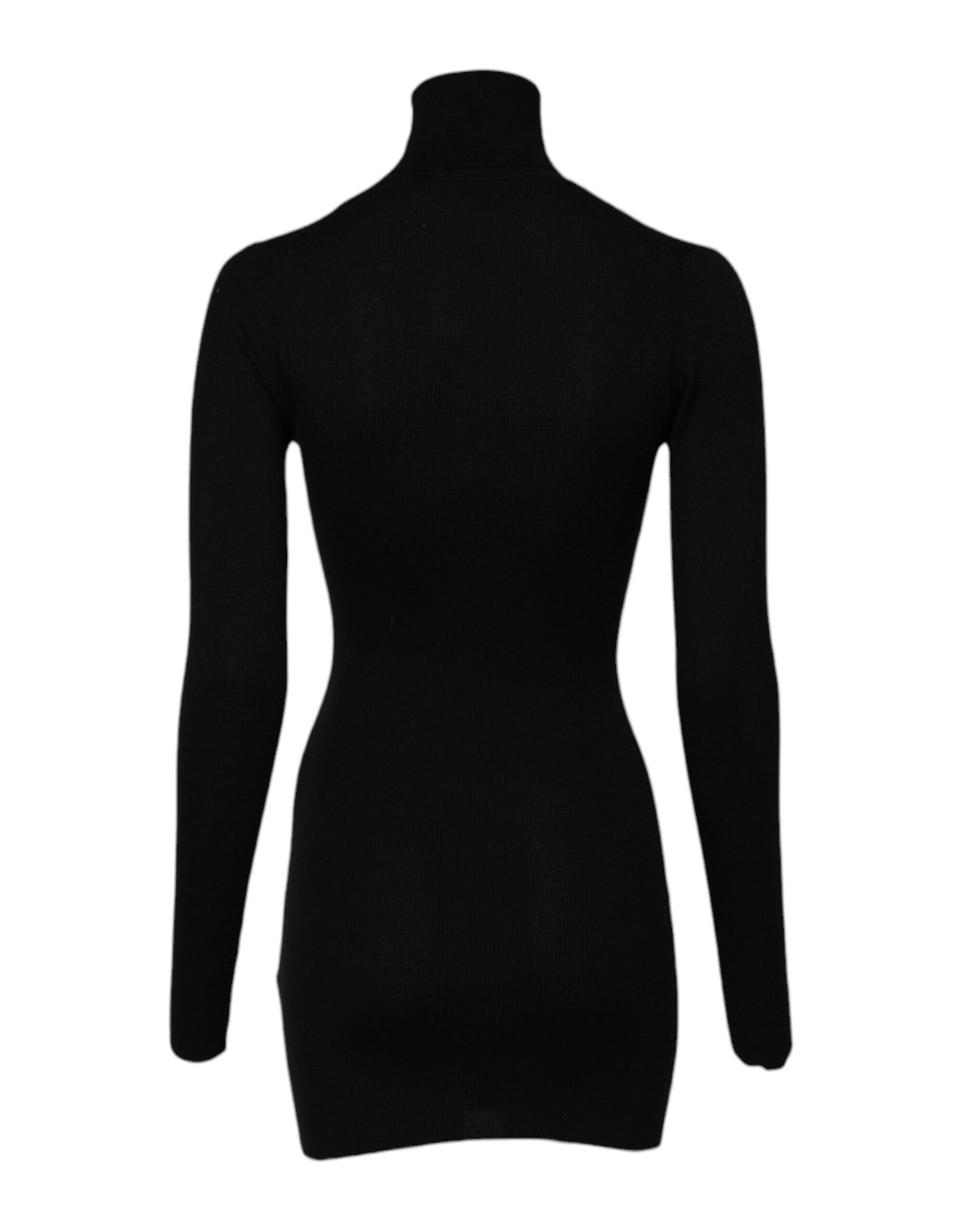 Mini-robe noire à manches longues et col roulé Dolce & Gabbana