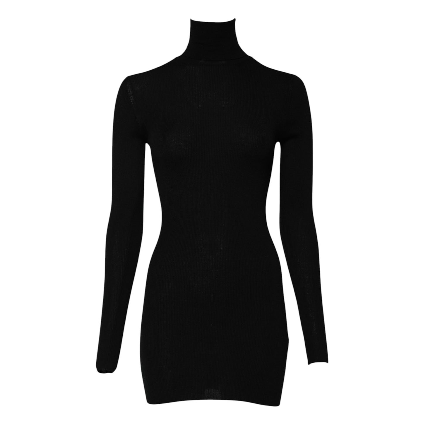 Mini-robe noire à manches longues et col roulé Dolce & Gabbana