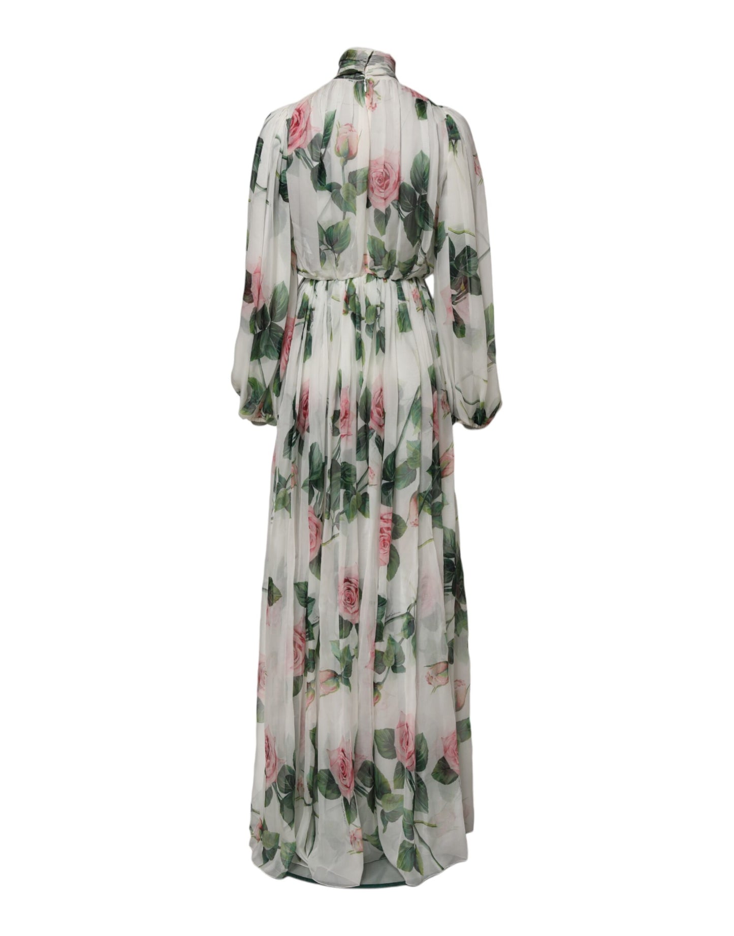 Robe longue en soie à imprimé floral blanc Dolce & Gabbana