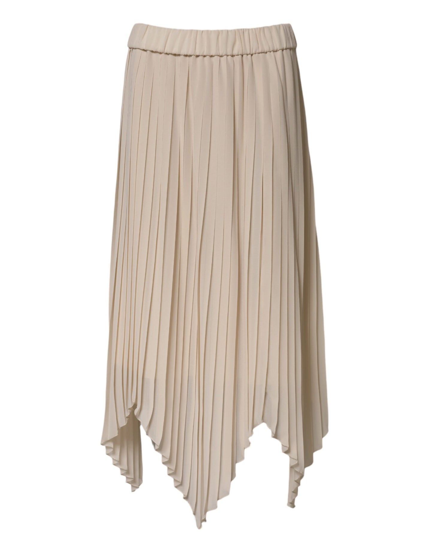 Jupe midi plissée taille haute en polyester beige Peserico