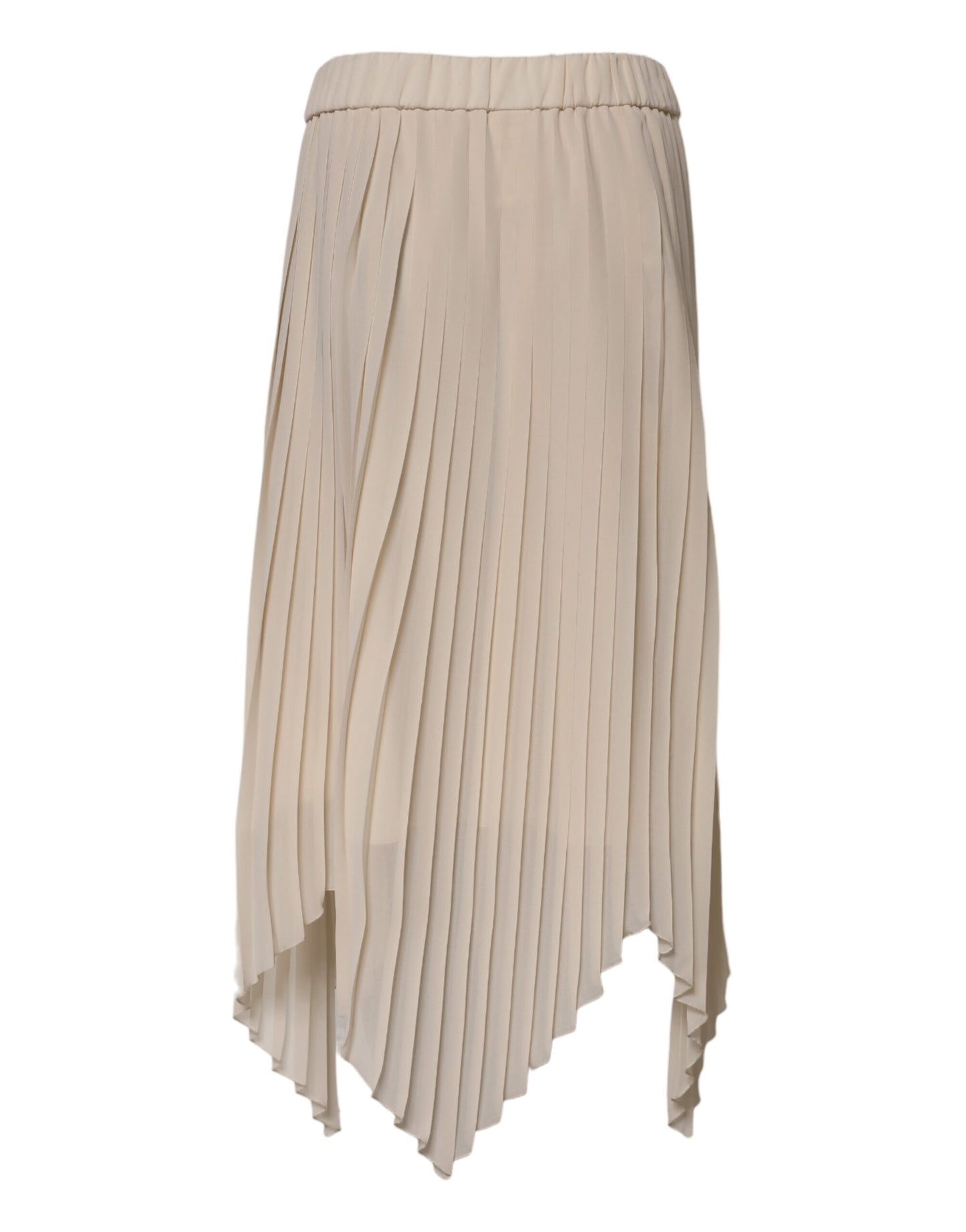 Jupe midi plissée taille haute en polyester beige Peserico