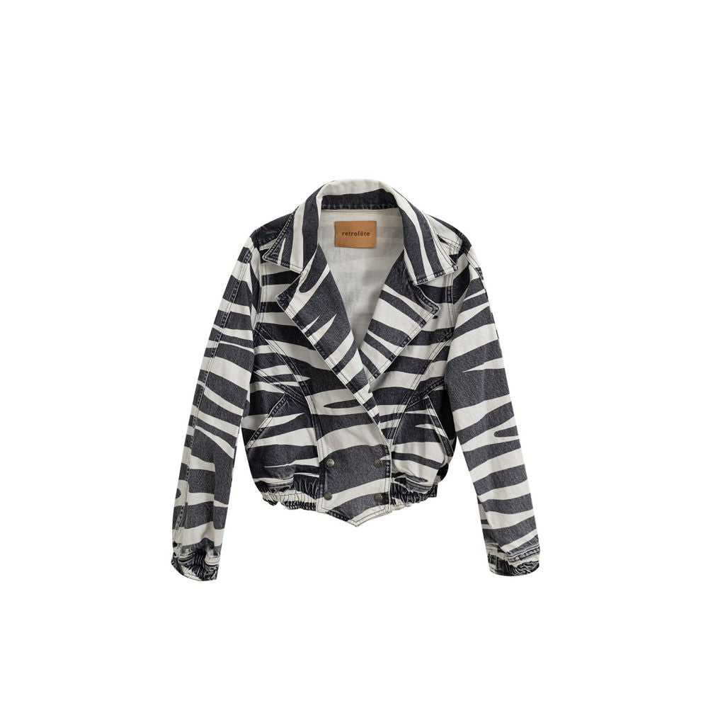 Blazer rétro en coton noir et blanc