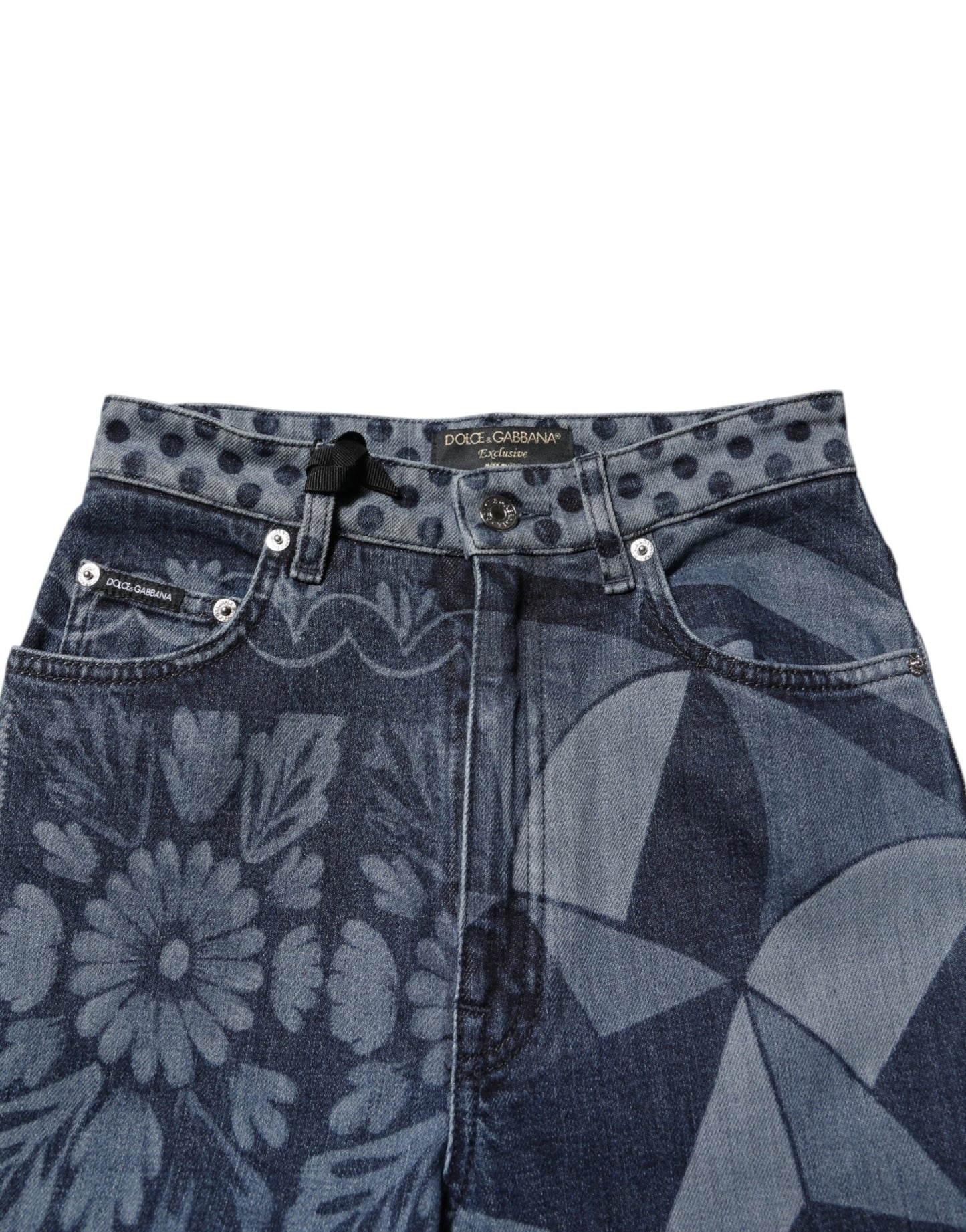 Dolce & Gabbana Blue Graphic Print Cotton Skinny Denim Jeans by Dolce & Gabbana