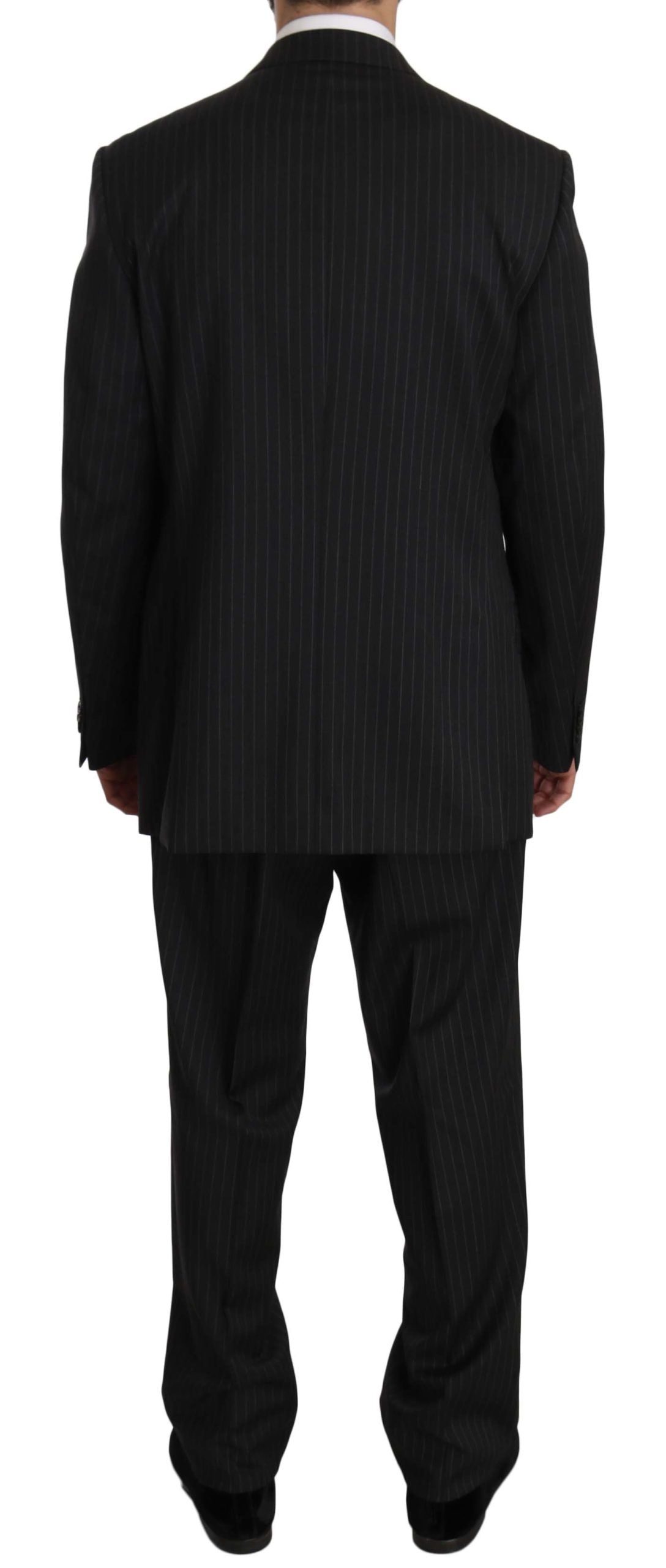 Z ZEGNA Élégant costume en laine à rayures noires