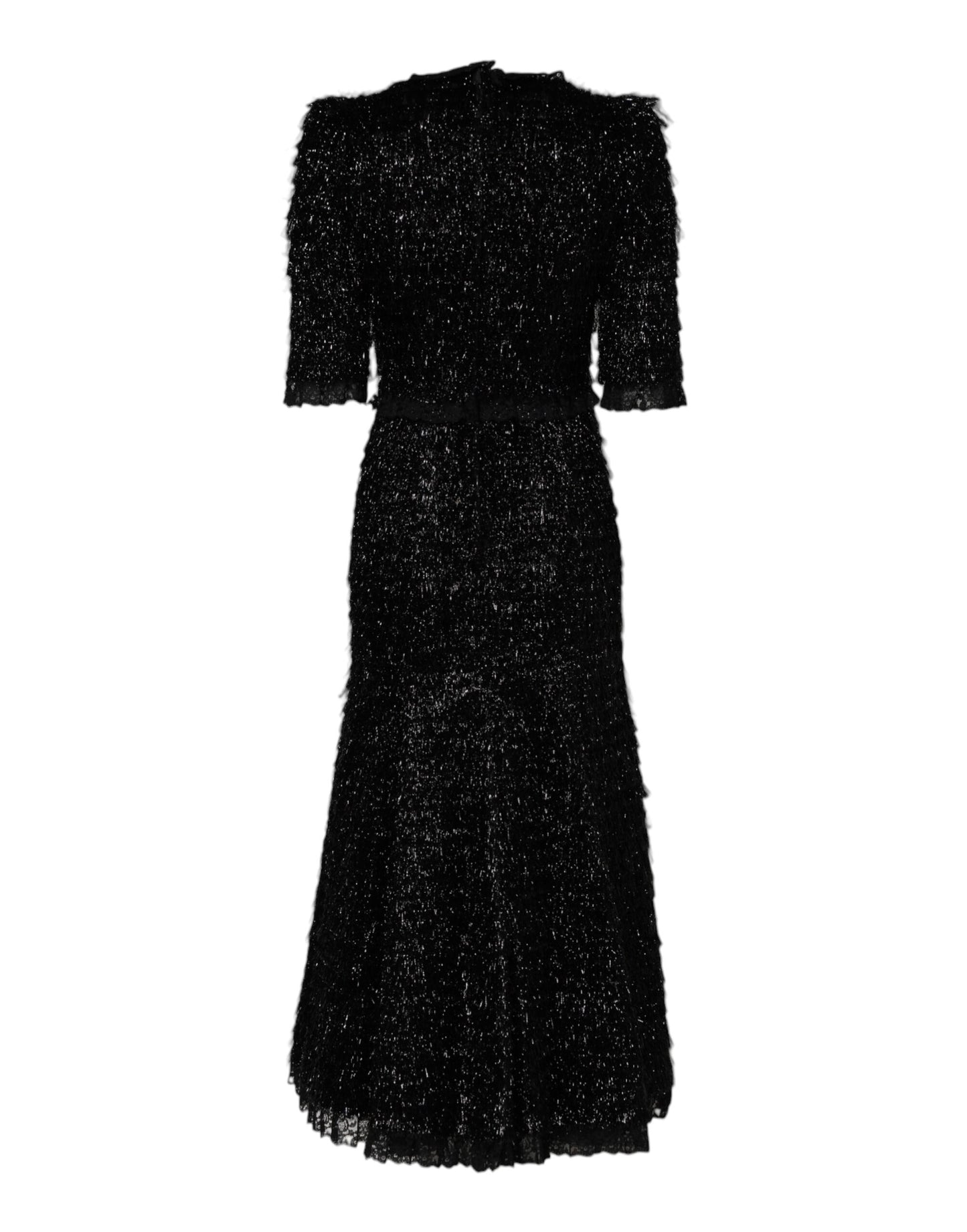 Robe mi-longue trapèze en polyester noir métallisé Dolce & Gabbana