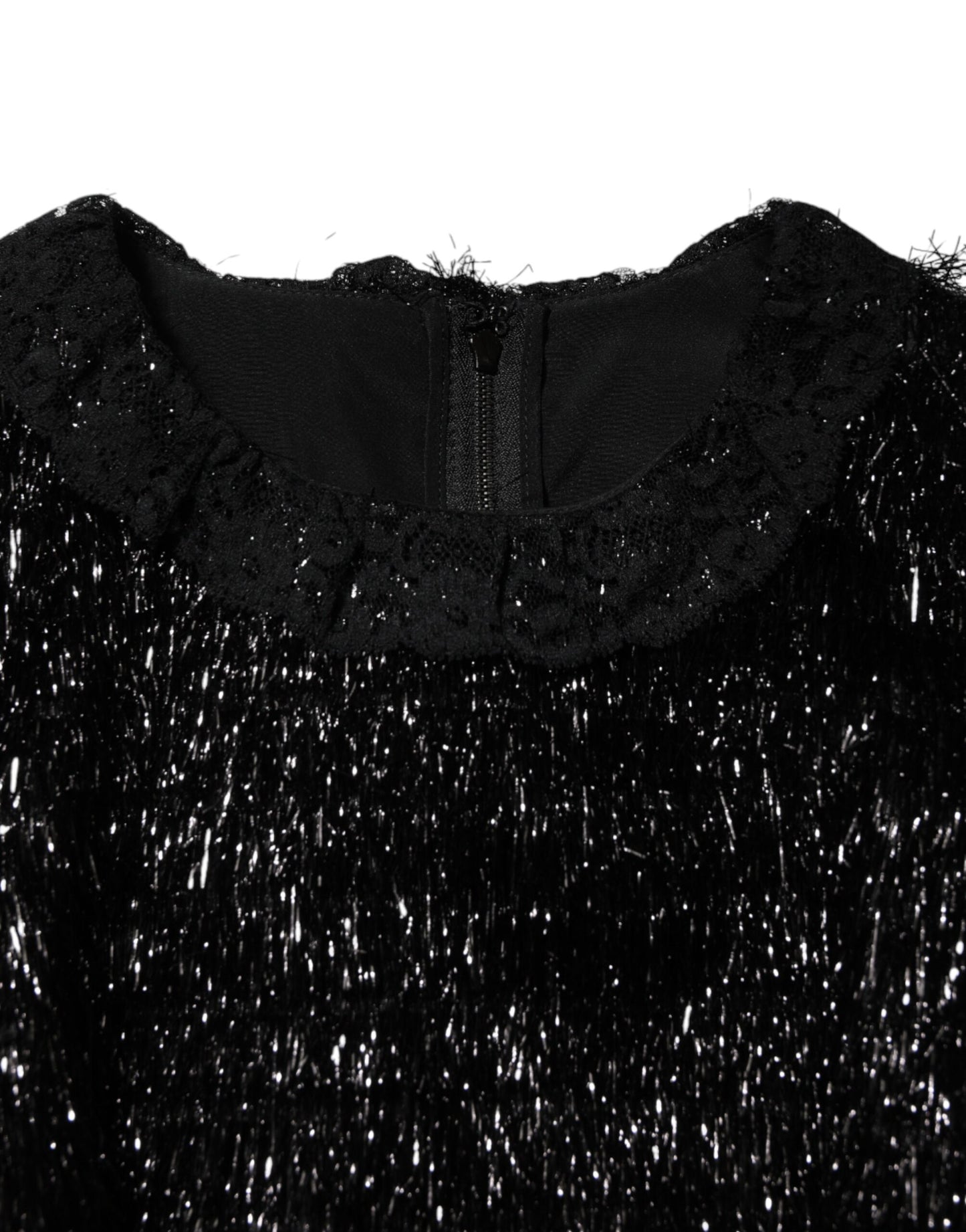 Robe mi-longue trapèze en polyester noir métallisé Dolce & Gabbana