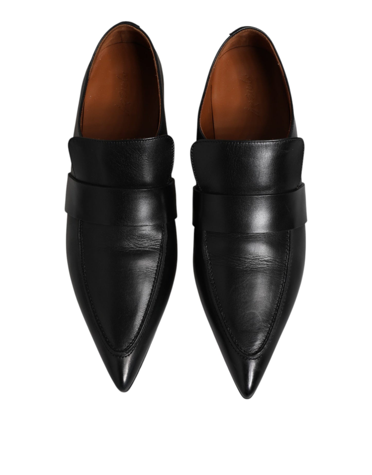 Mocassins Marsell en cuir souple noir à bout pointu, chaussures à enfiler