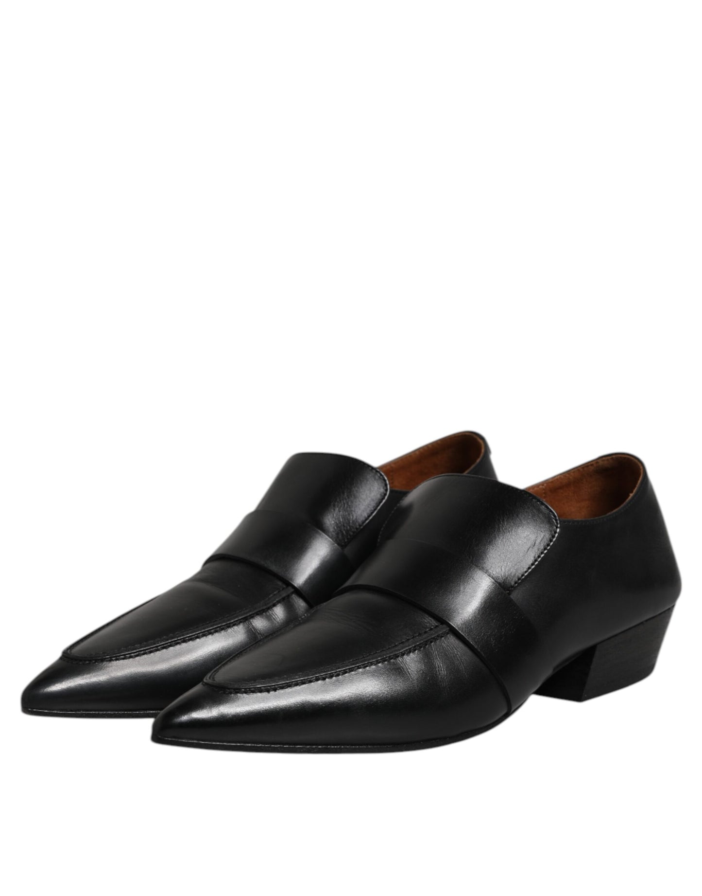 Mocassins Marsell en cuir souple noir à bout pointu, chaussures à enfiler