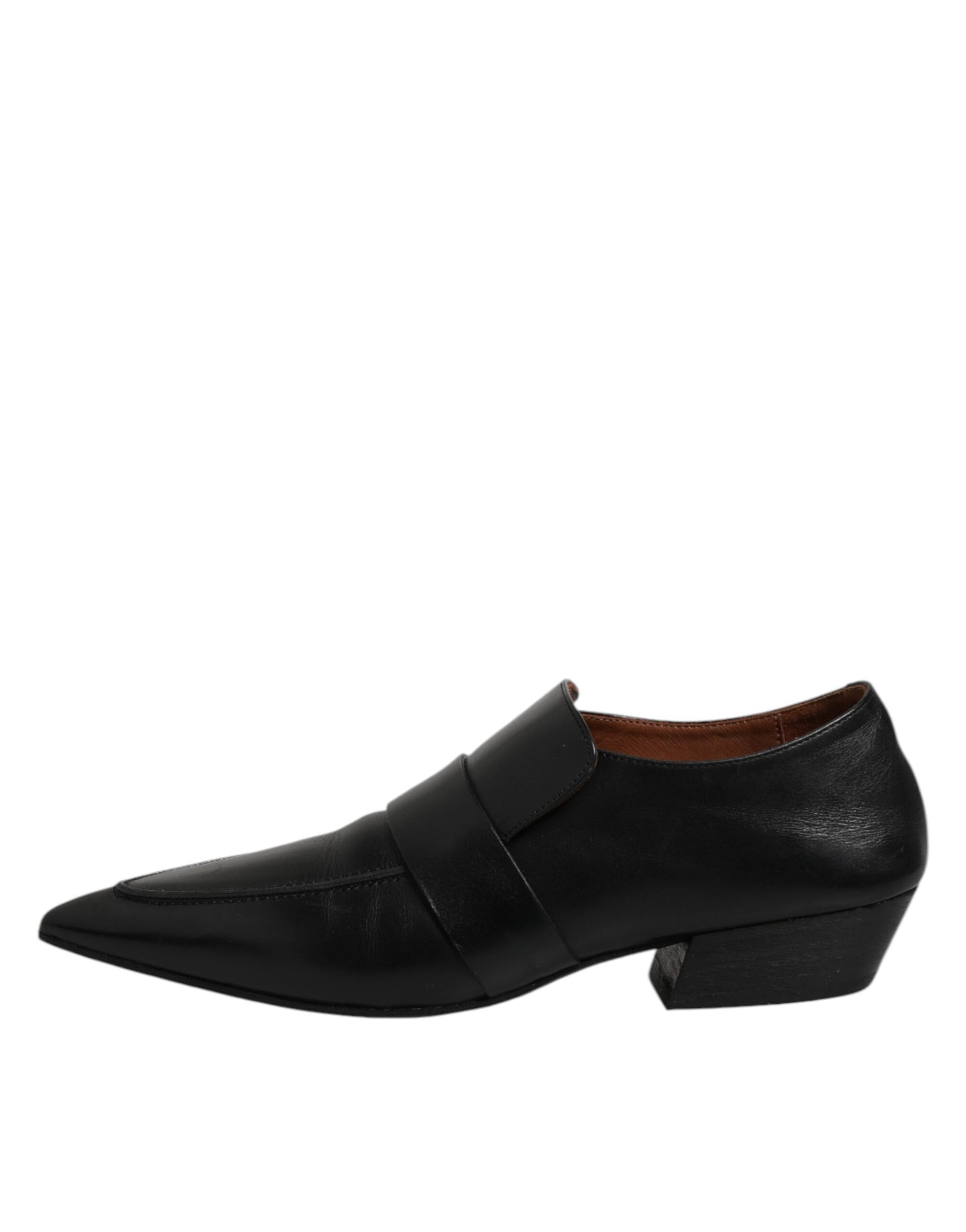 Mocassins Marsell en cuir souple noir à bout pointu, chaussures à enfiler
