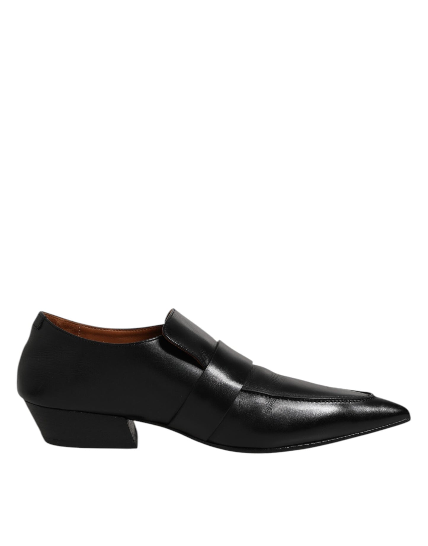 Mocassins Marsell en cuir souple noir à bout pointu, chaussures à enfiler