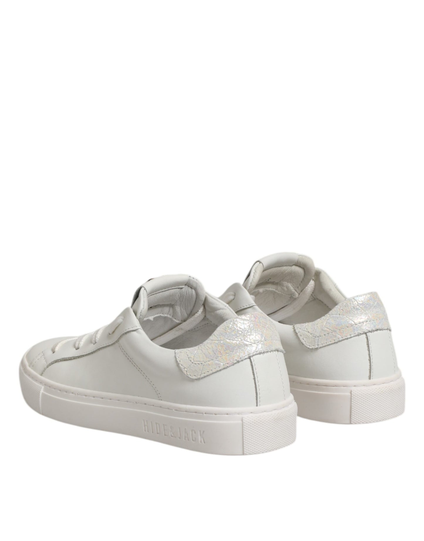 HIDE & JACK White Leather Low Top Lace Up Sneakers Shoes by HIDE & JACK