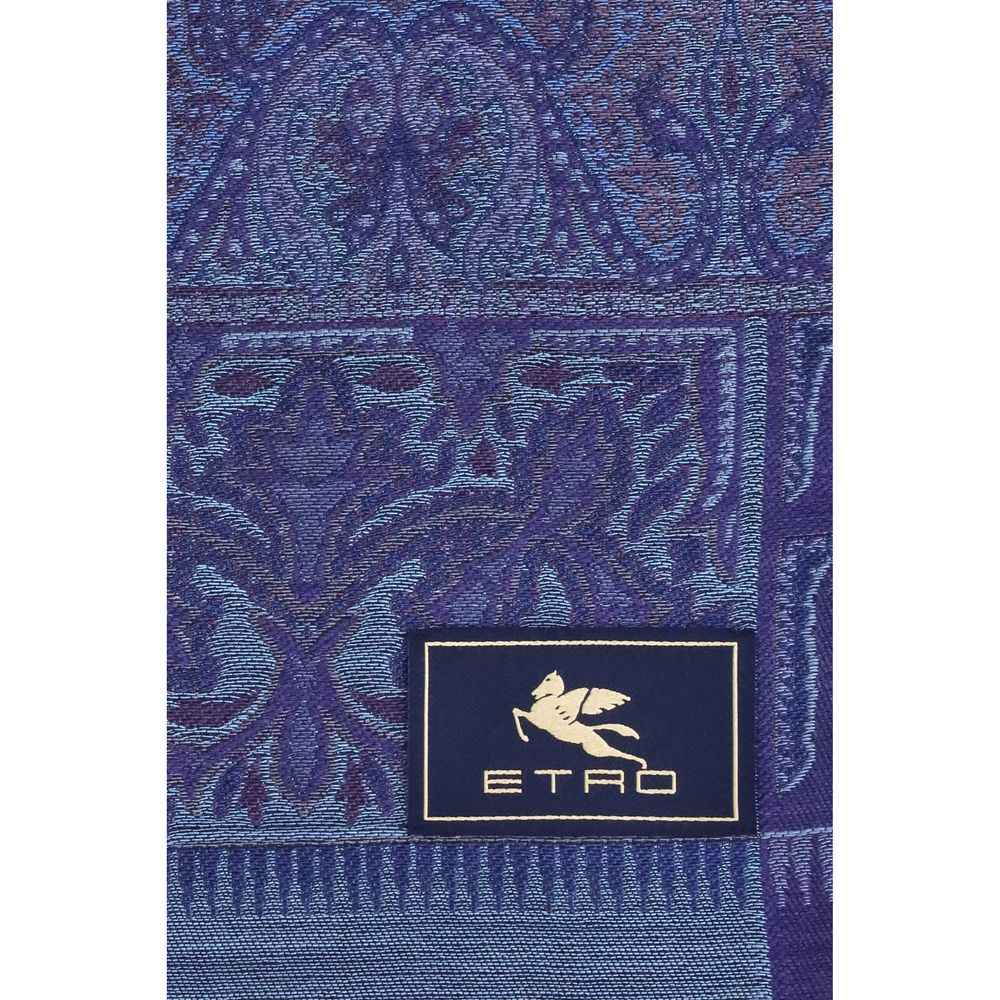 Etro Jacquard Wool And Silk Scarf Pegasus Logo Motif