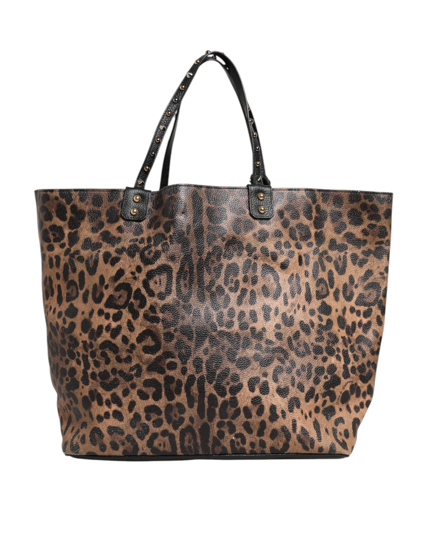 Sac fourre-tout en cuir marron léopard BEATRICE de Dolce & Gabbana avec plaque logo
