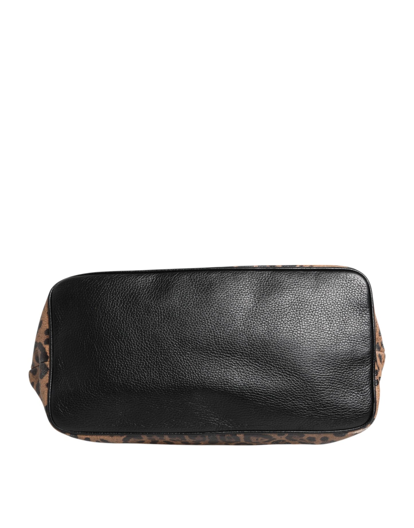 Sac fourre-tout en cuir marron léopard BEATRICE de Dolce & Gabbana avec plaque logo
