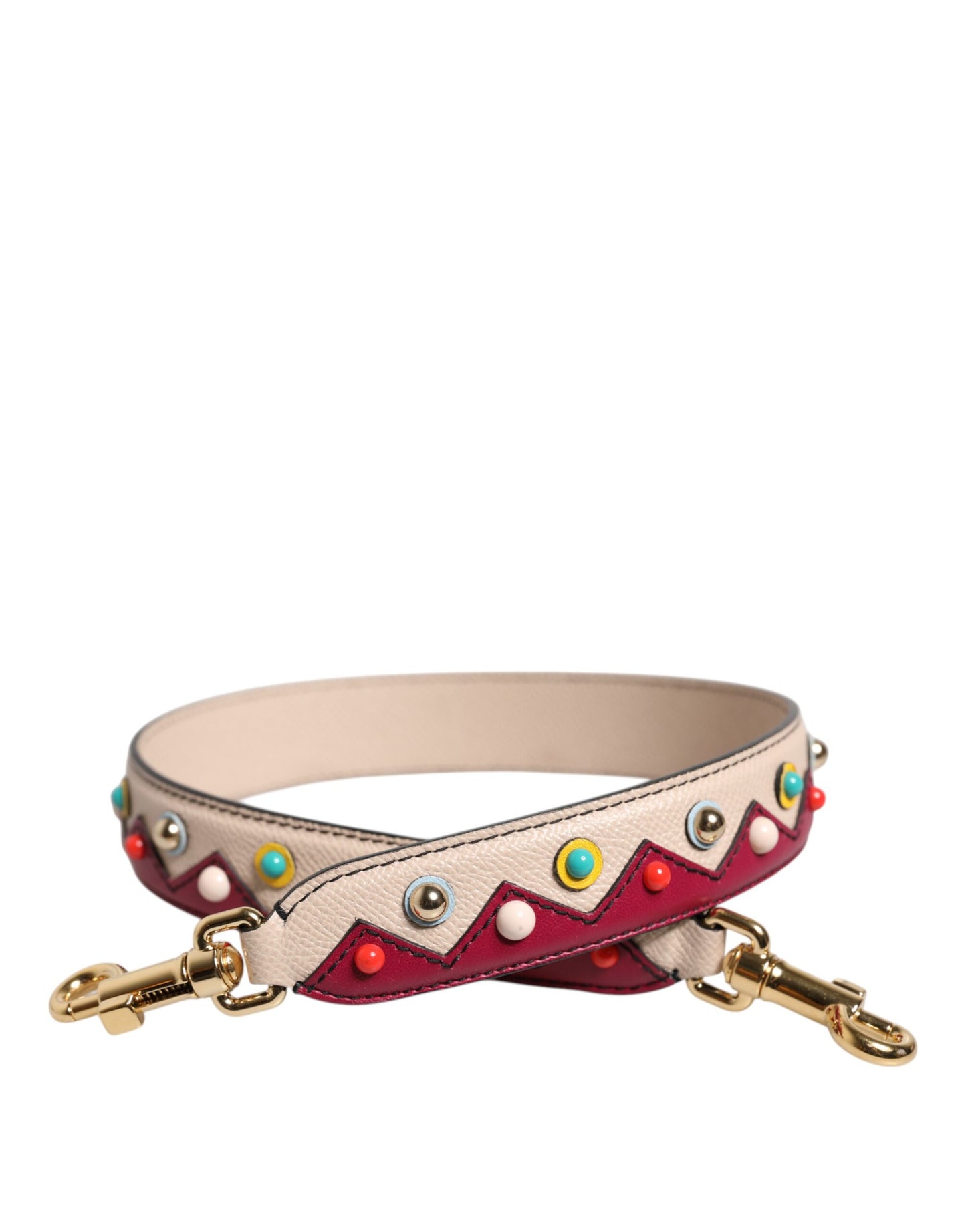 Bandoulière accessoire pour sac à main en cuir beige rouge Dolce & Gabbana