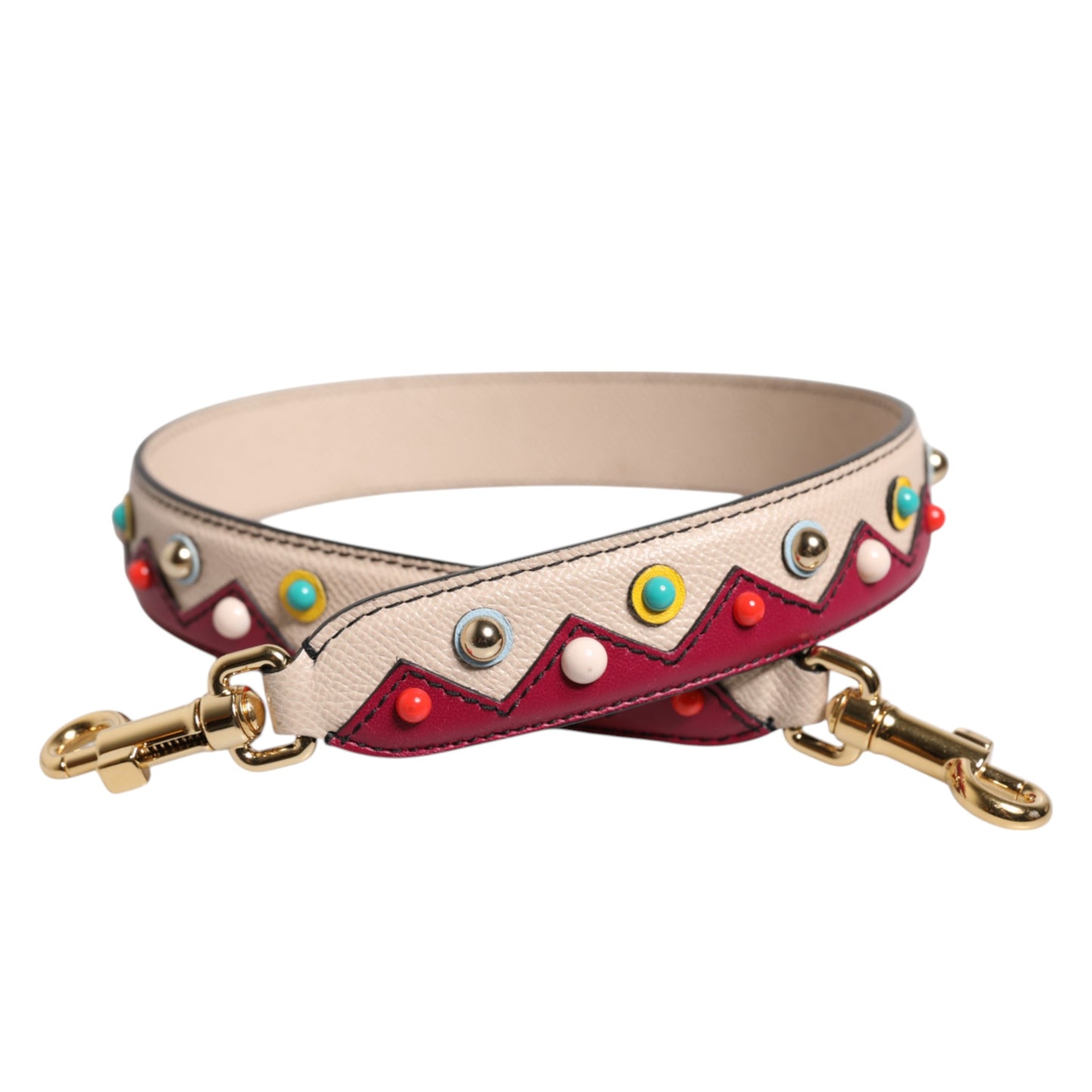 Bandoulière accessoire pour sac à main en cuir beige rouge Dolce & Gabbana