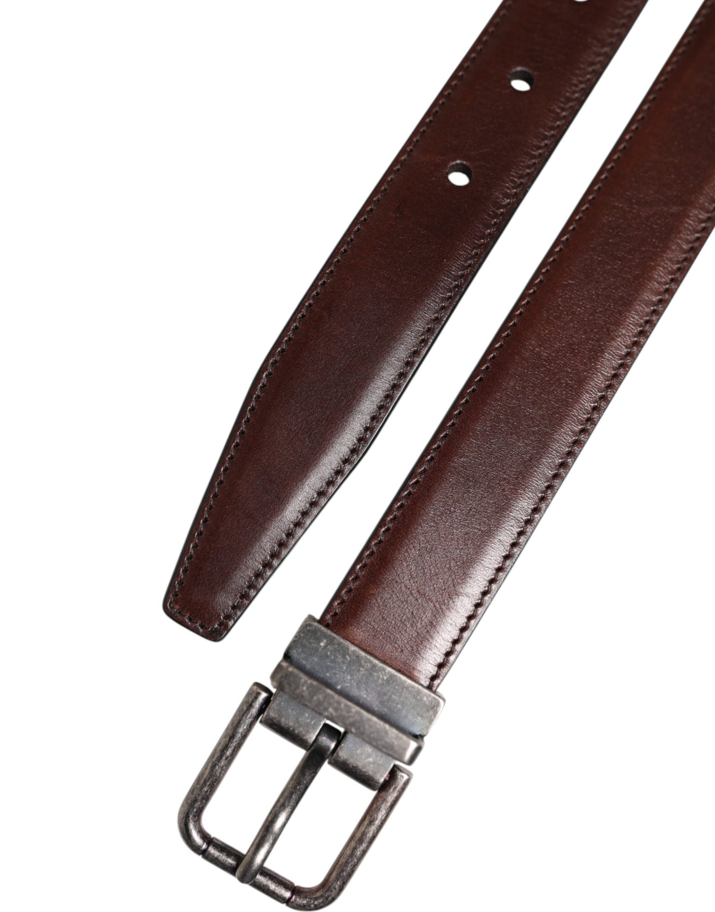 Ceinture classique à boucle logo en métal argenté marron Dolce & Gabbana