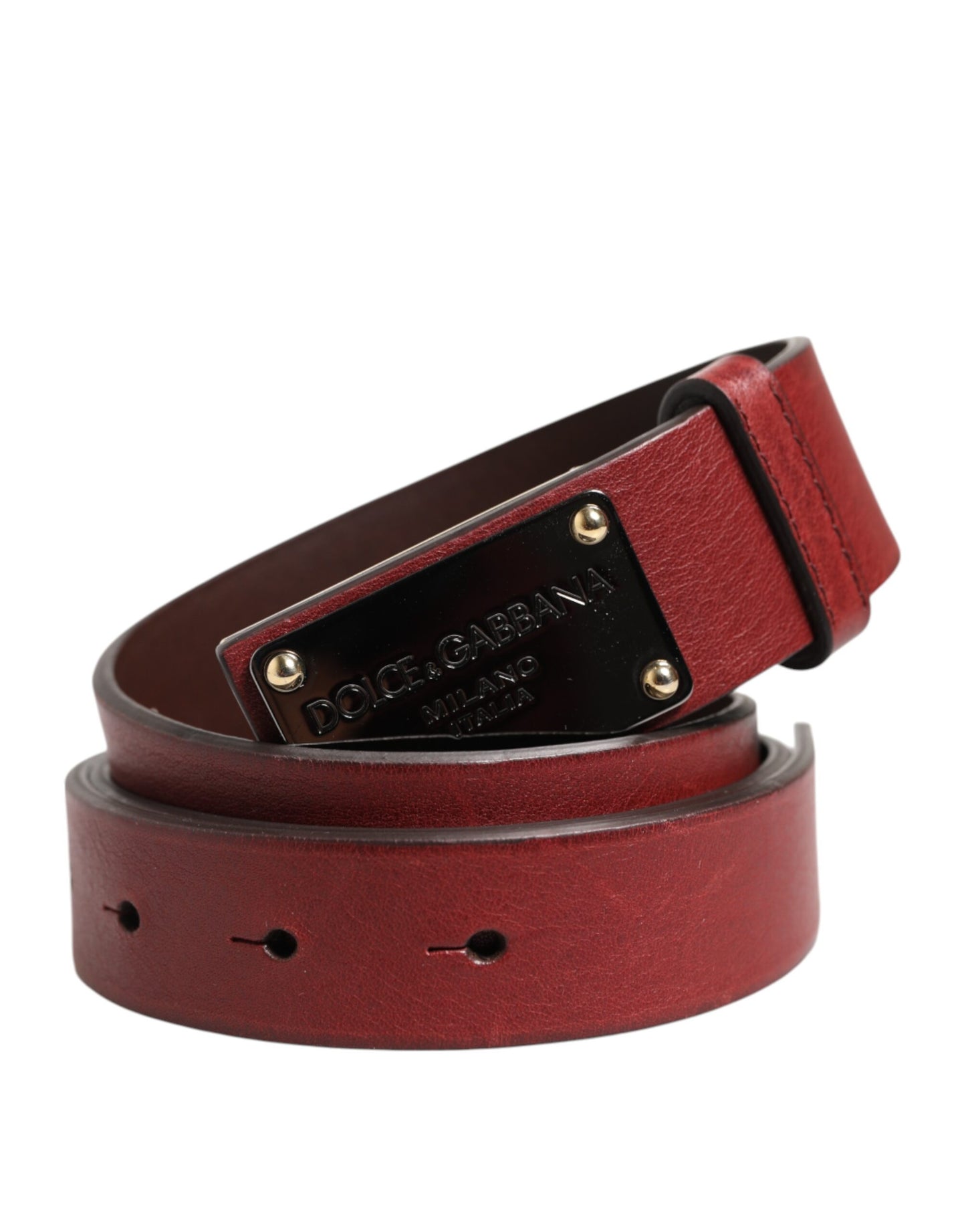 Ceinture classique en cuir marron Dolce & Gabbana avec boucle en métal et logo