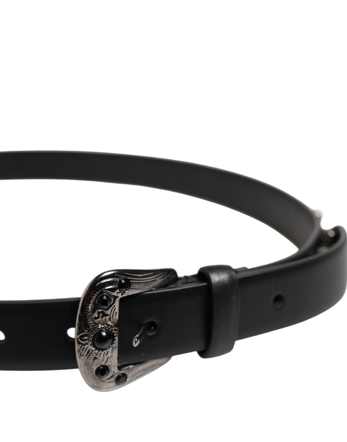 Ceinture Dolce & Gabbana en cuir noir clouté avec boucle en métal et logo
