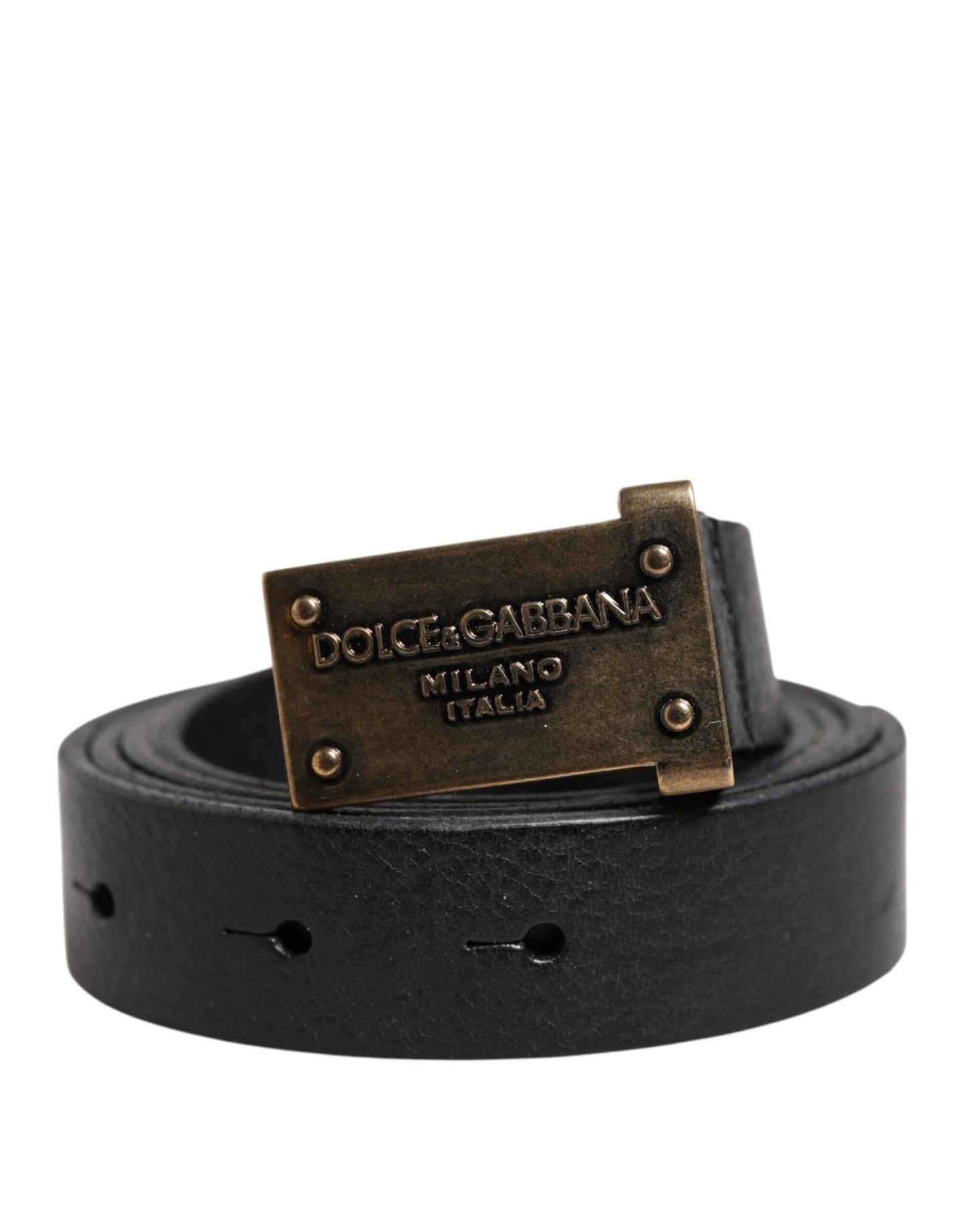 Ceinture Dolce & Gabbana en cuir noir classique avec boucle en métal doré