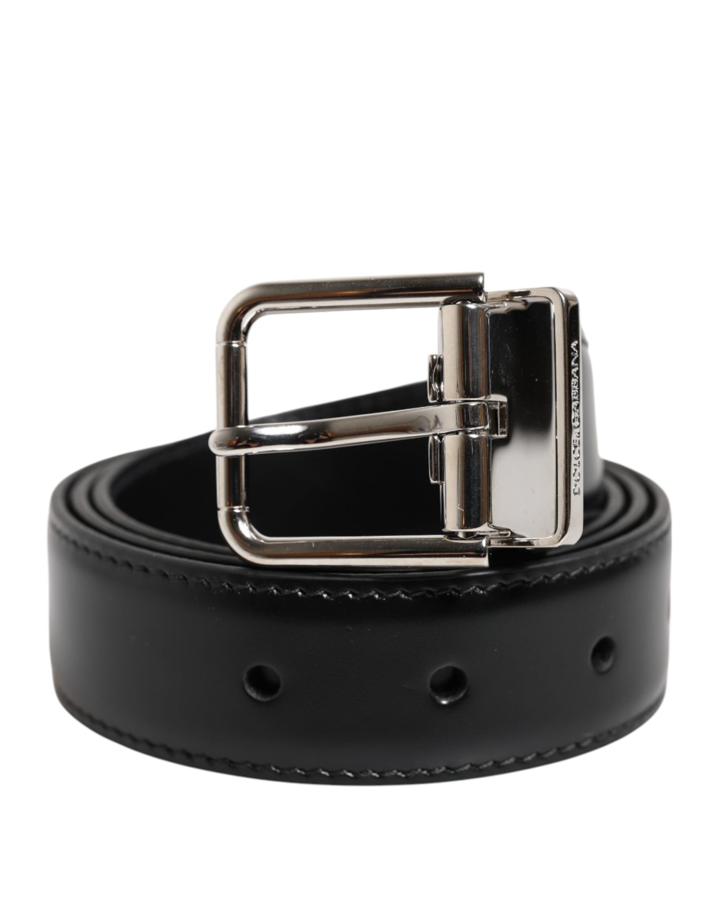 Ceinture classique en cuir noir Dolce & Gabbana avec boucle en métal