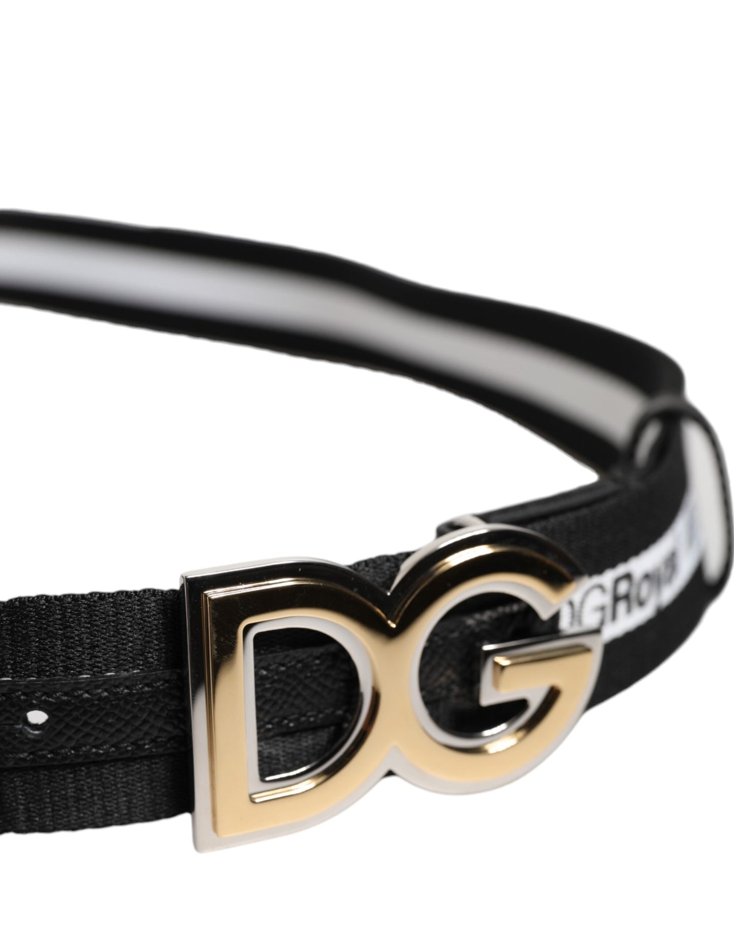 Ceinture Dolce & Gabbana en coton noir avec logo DG et boucle dorée